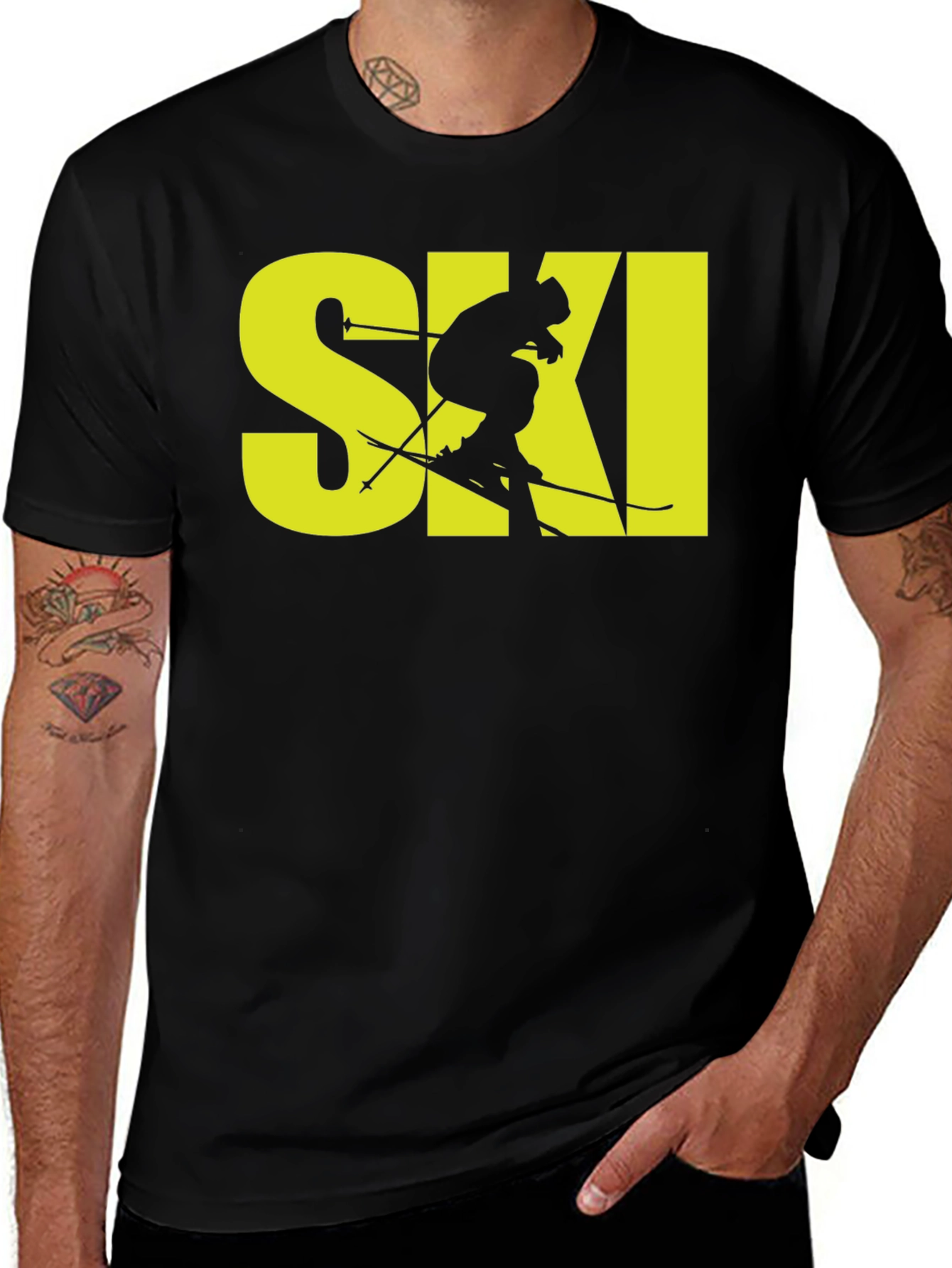 Variant 21 of Black Ski Graphic T-Shirt