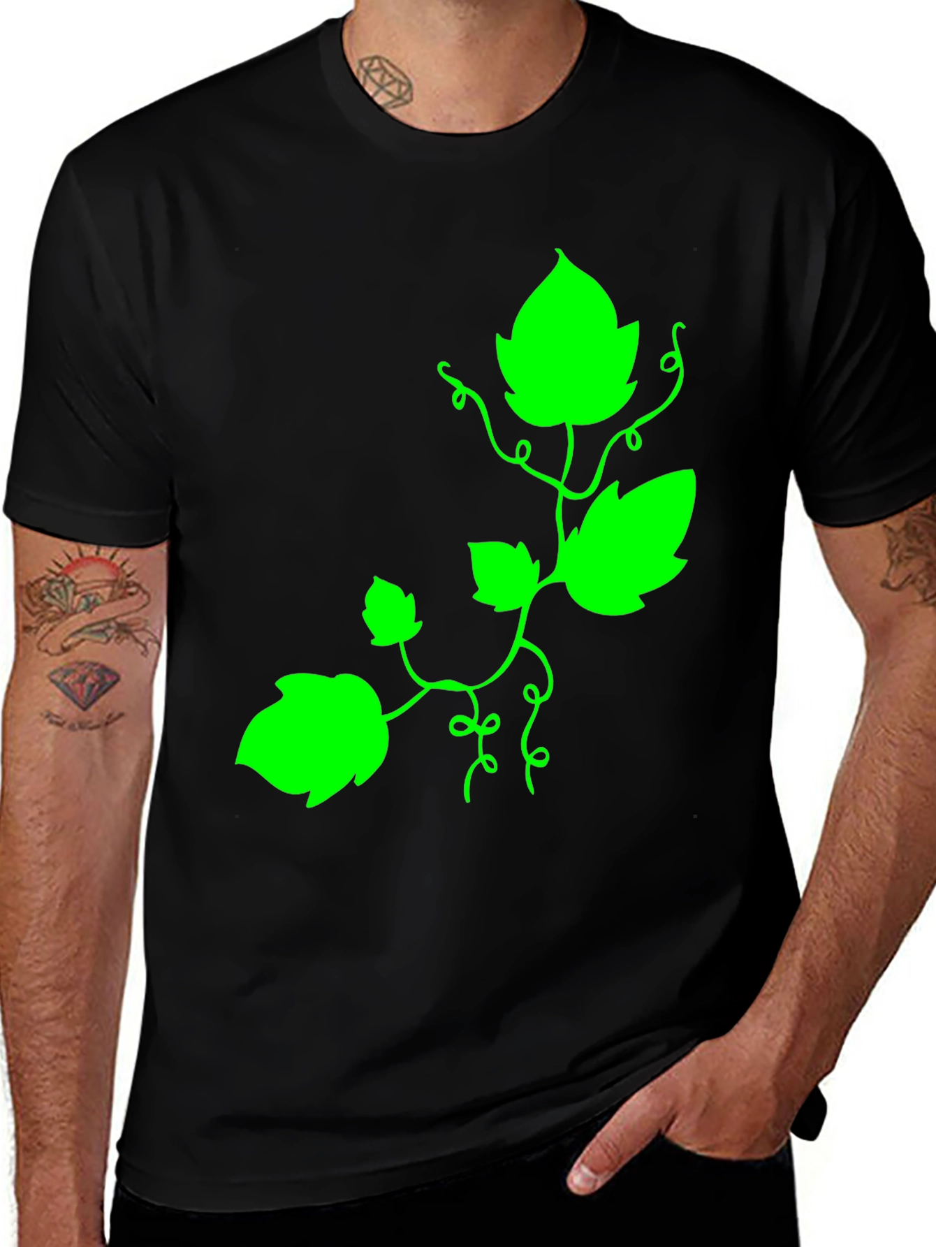 Vine Print Black T-Shirt