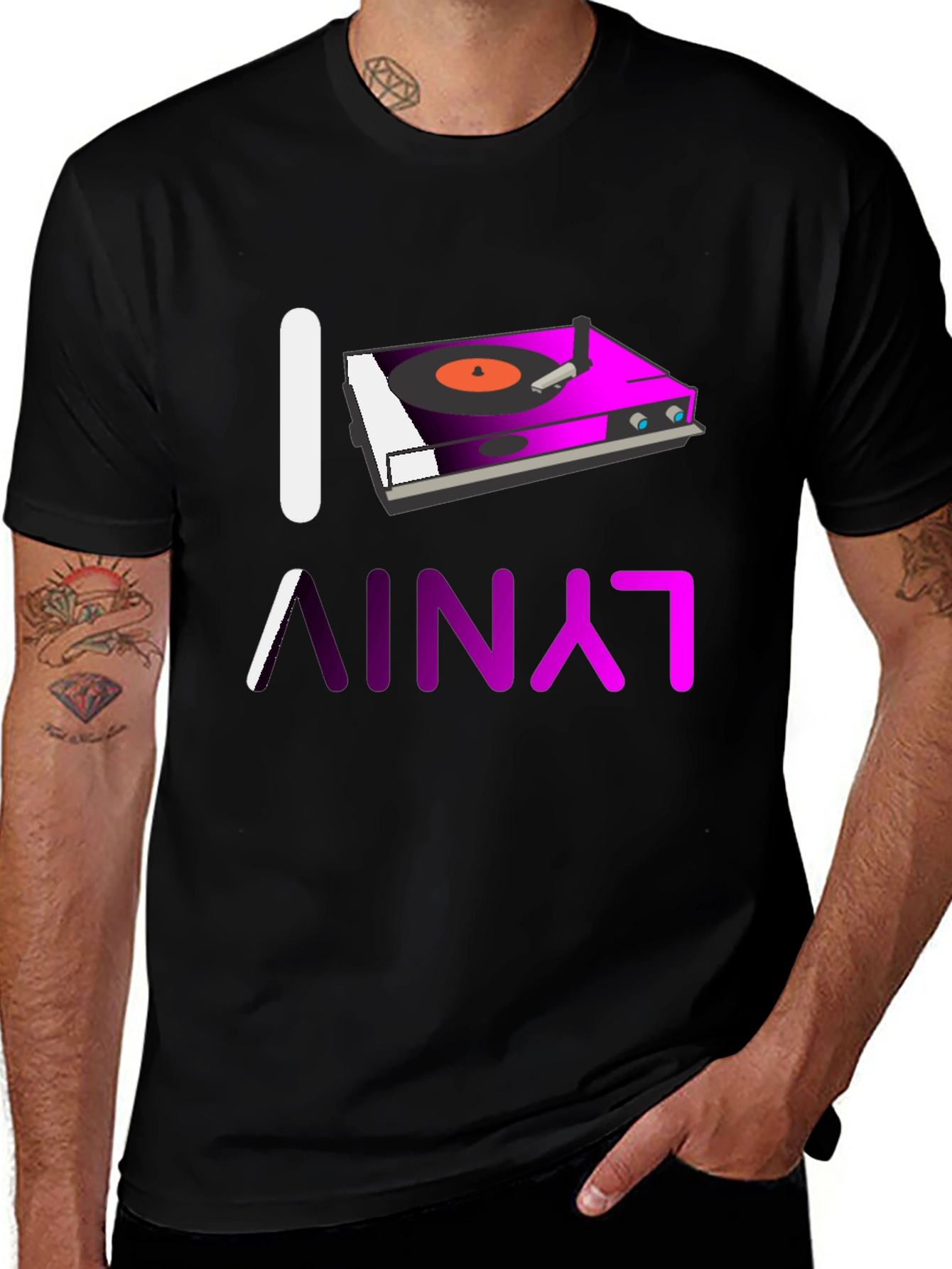 Variant 2 of I Love Vinyl Turntable Graphic T-Shirt