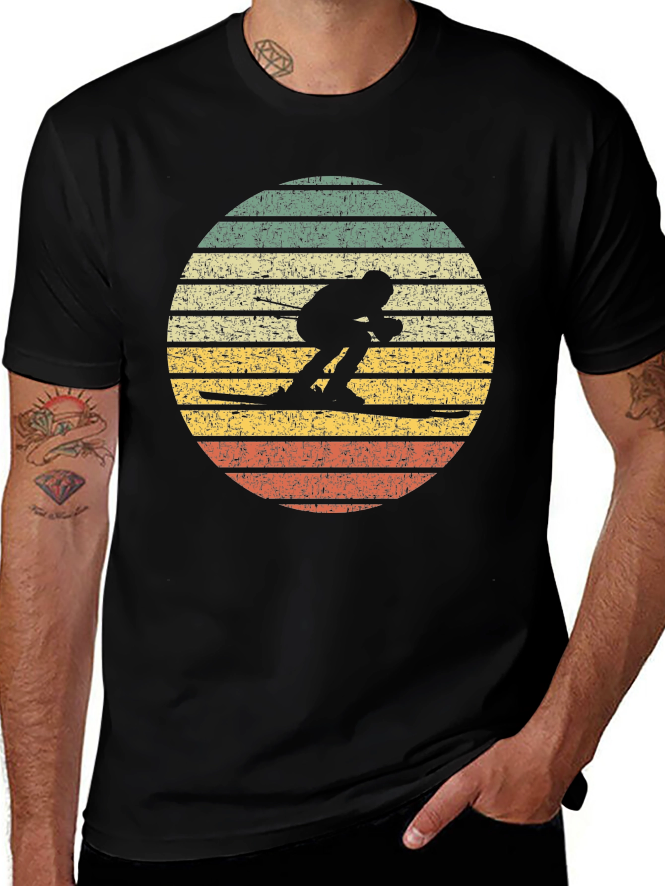 Variant 6 of Retro Skiing Sunset Graphic T-Shirt