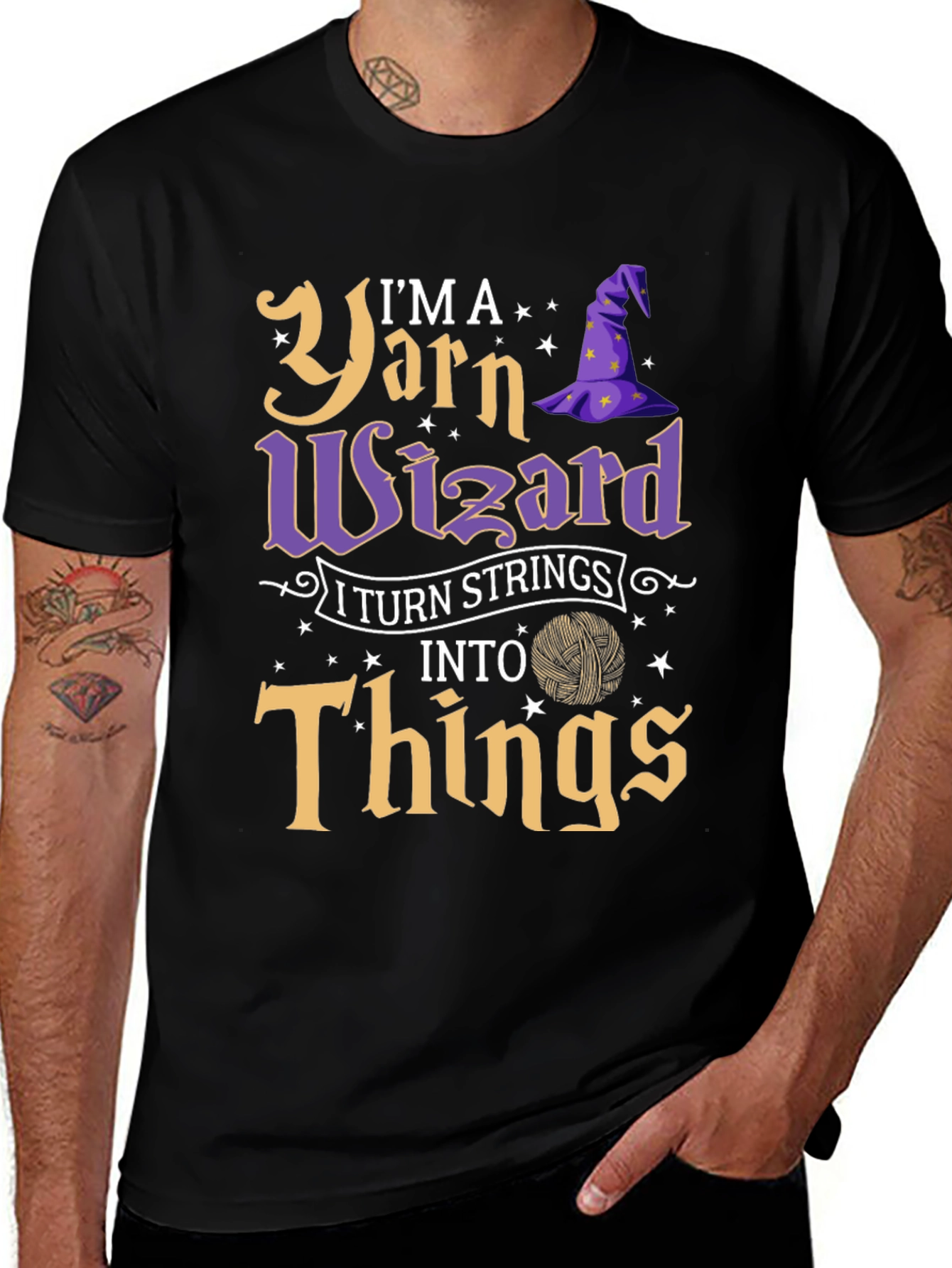 Variant 29 of Yarn Wizard Graphic Tee - Knitting Humor Shirt