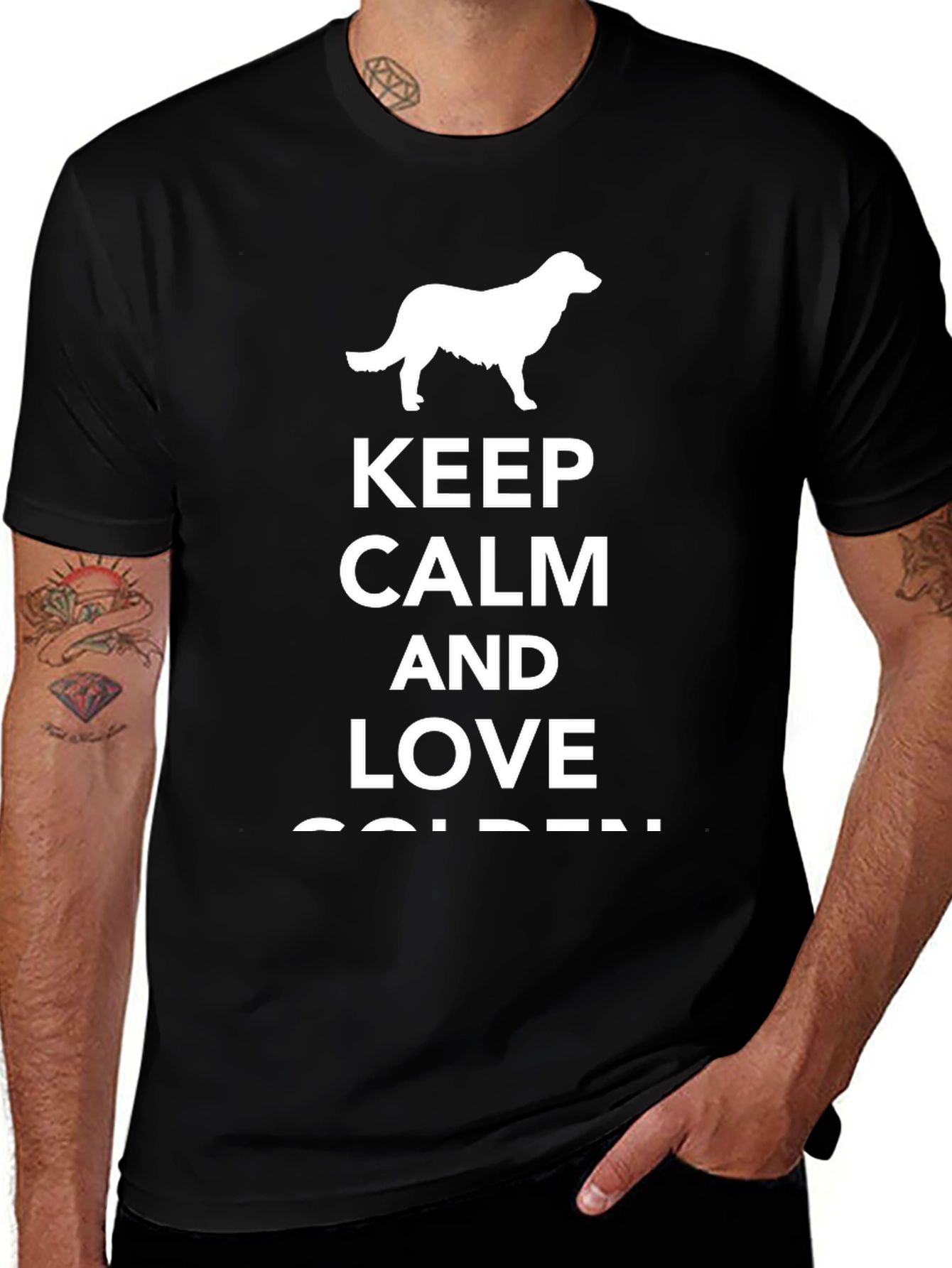 Variant 7 of Keep Calm Love Golden Dog Black T-Shirt