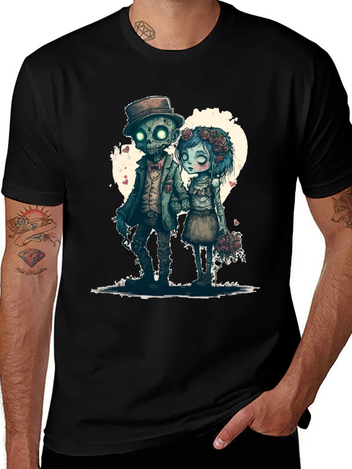 Variant 25 of Zombie Love T-Shirt - Heart Graphic Tee