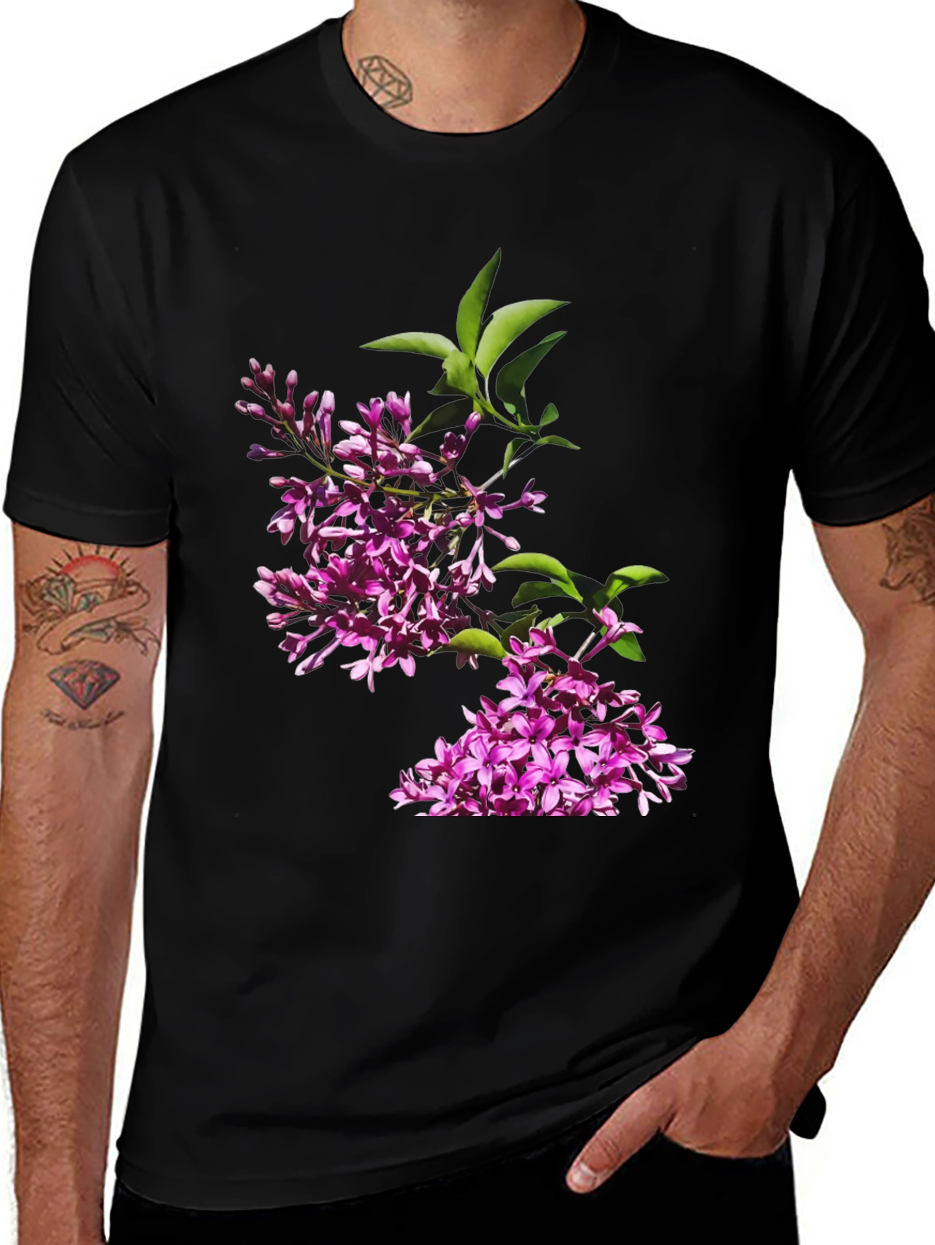 Variant 24 of Floral Print Black T-Shirt