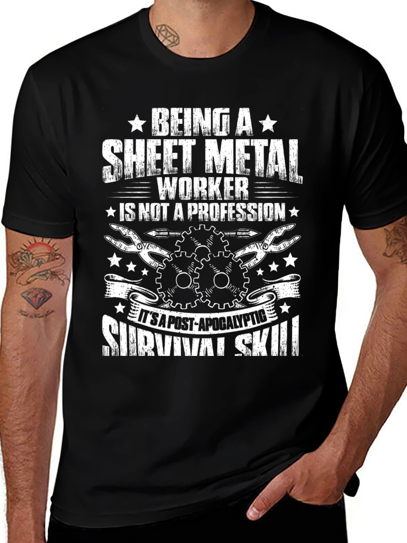 Variant 11 of Sheet Metal Worker Survival Skill Graphic T-Shirt