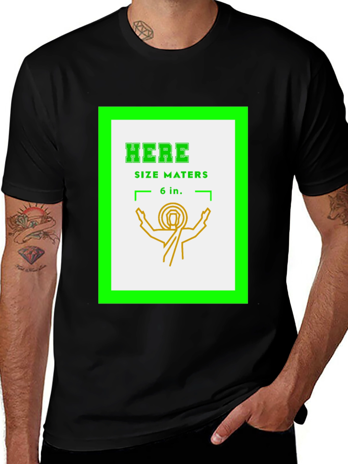 Variant 29 of Here Size Matters Funny Graphic T-Shirt