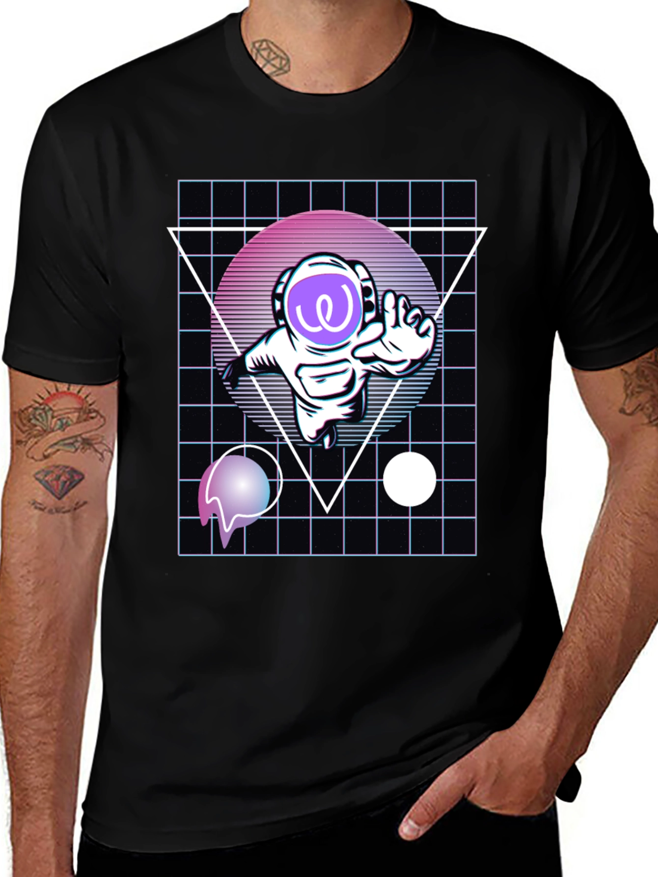 Variant 23 of Retro Spaceman Black T-Shirt