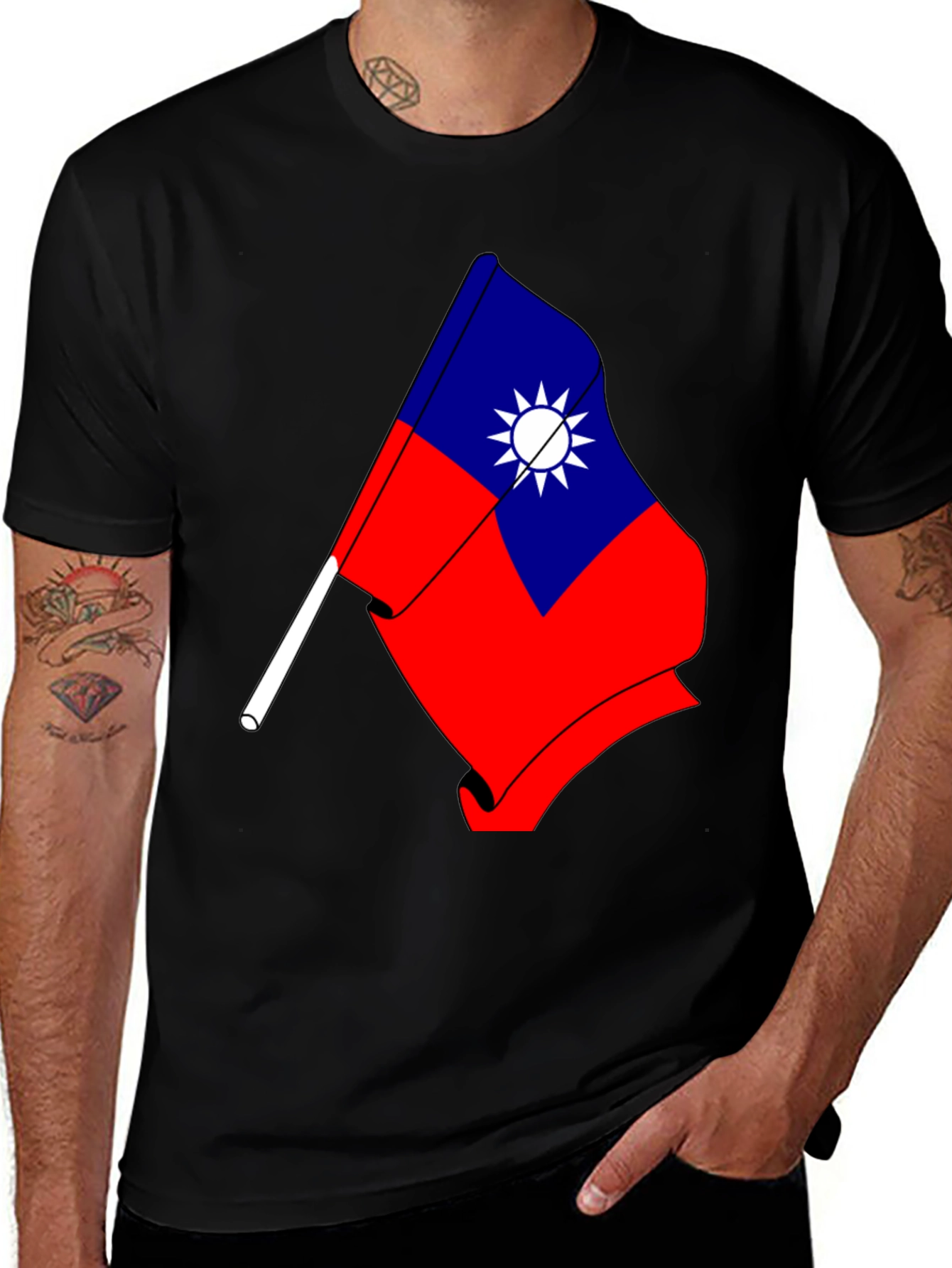 Taiwan Flag Graphic Tee - Patriotic Design T-Shirt