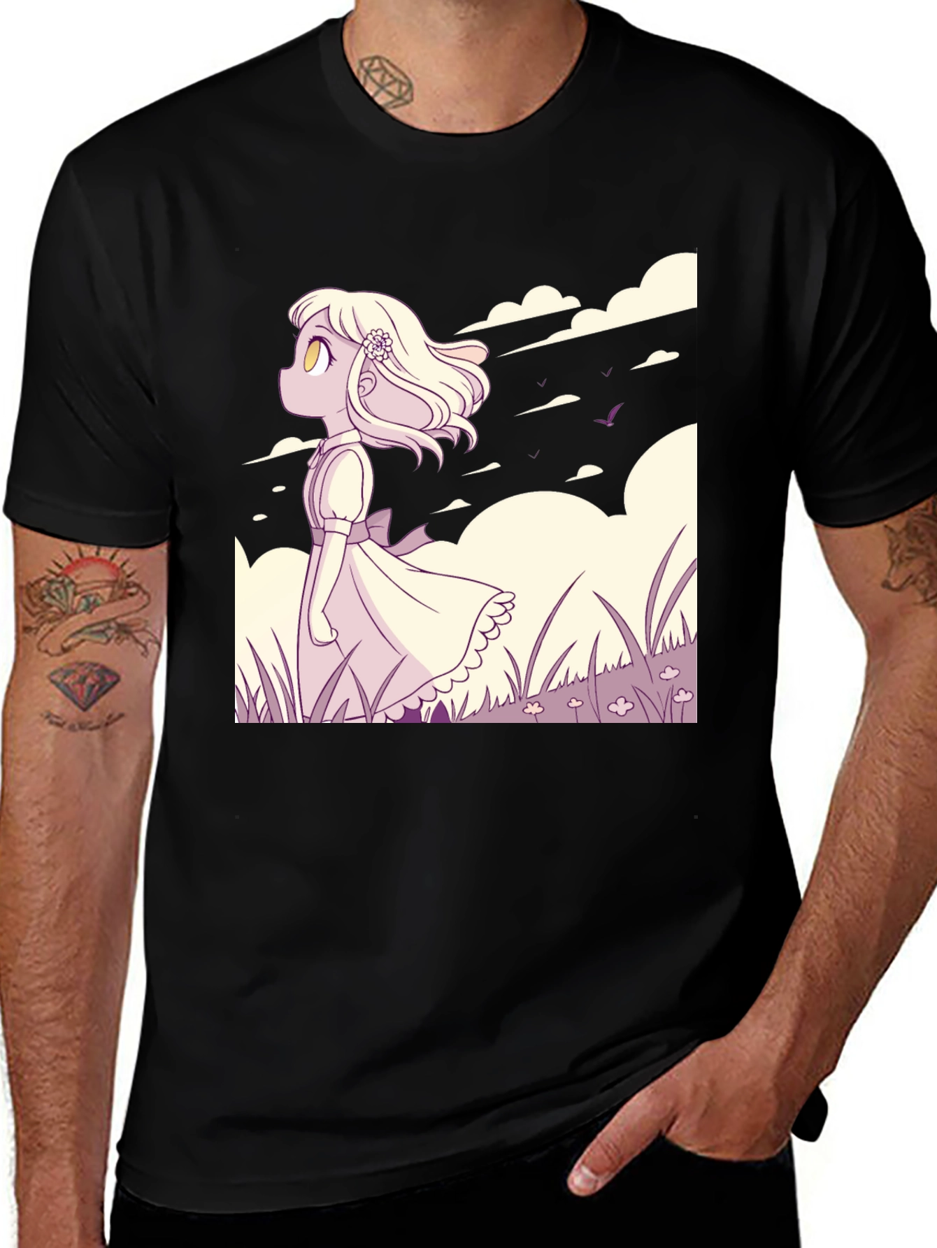 Variant 27 of Anime Girl T-Shirt - Black Graphic Tee
