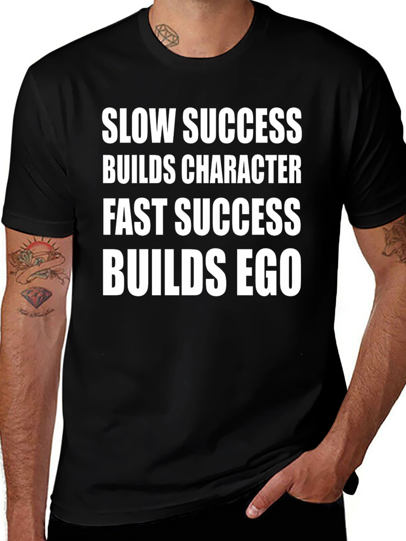 Variant 15 of Motivational Quote Tee - Success Builds Character/Ego