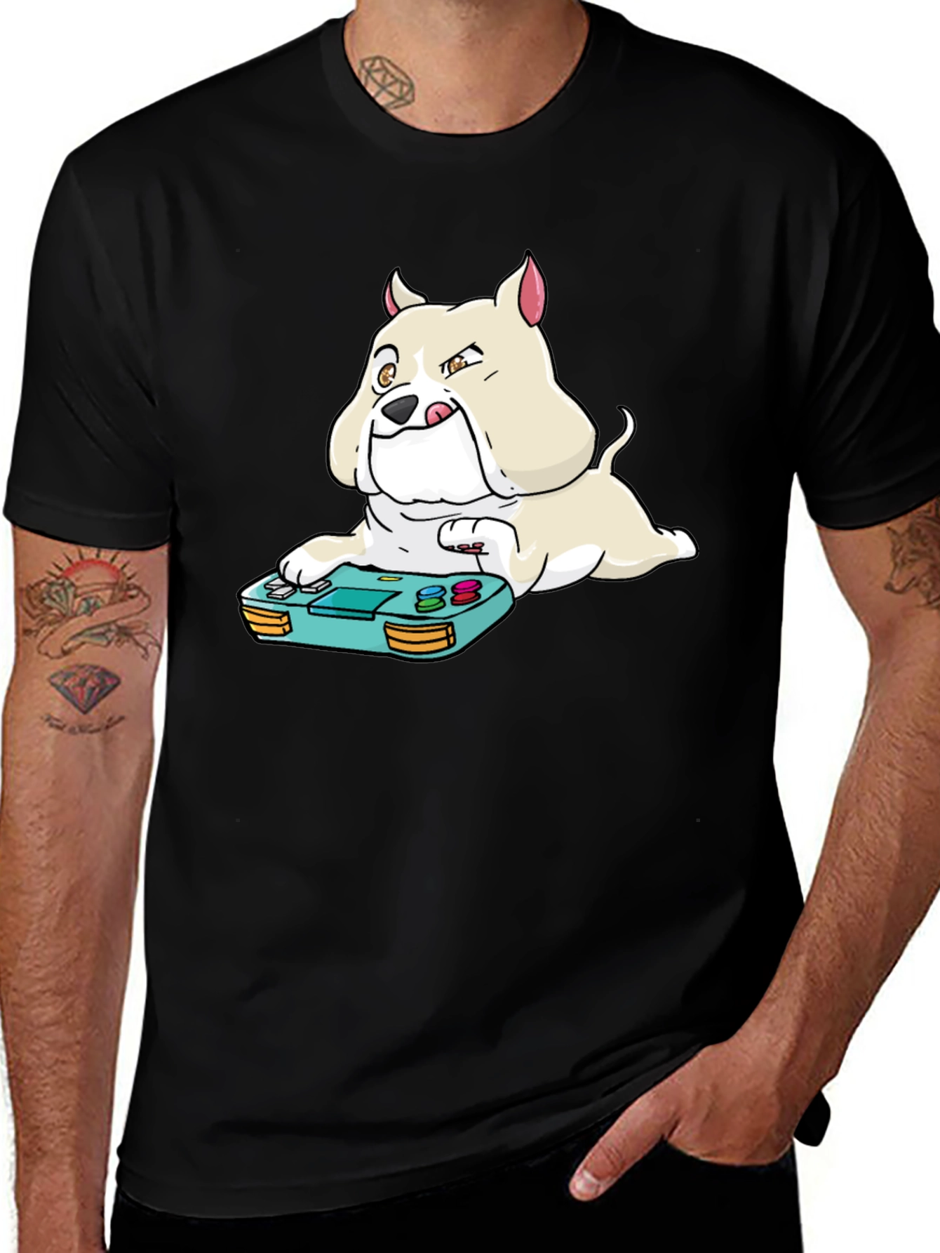 Variant 12 of Gamer Dog Graphic Tee - Black Cotton Blend T-Shirt