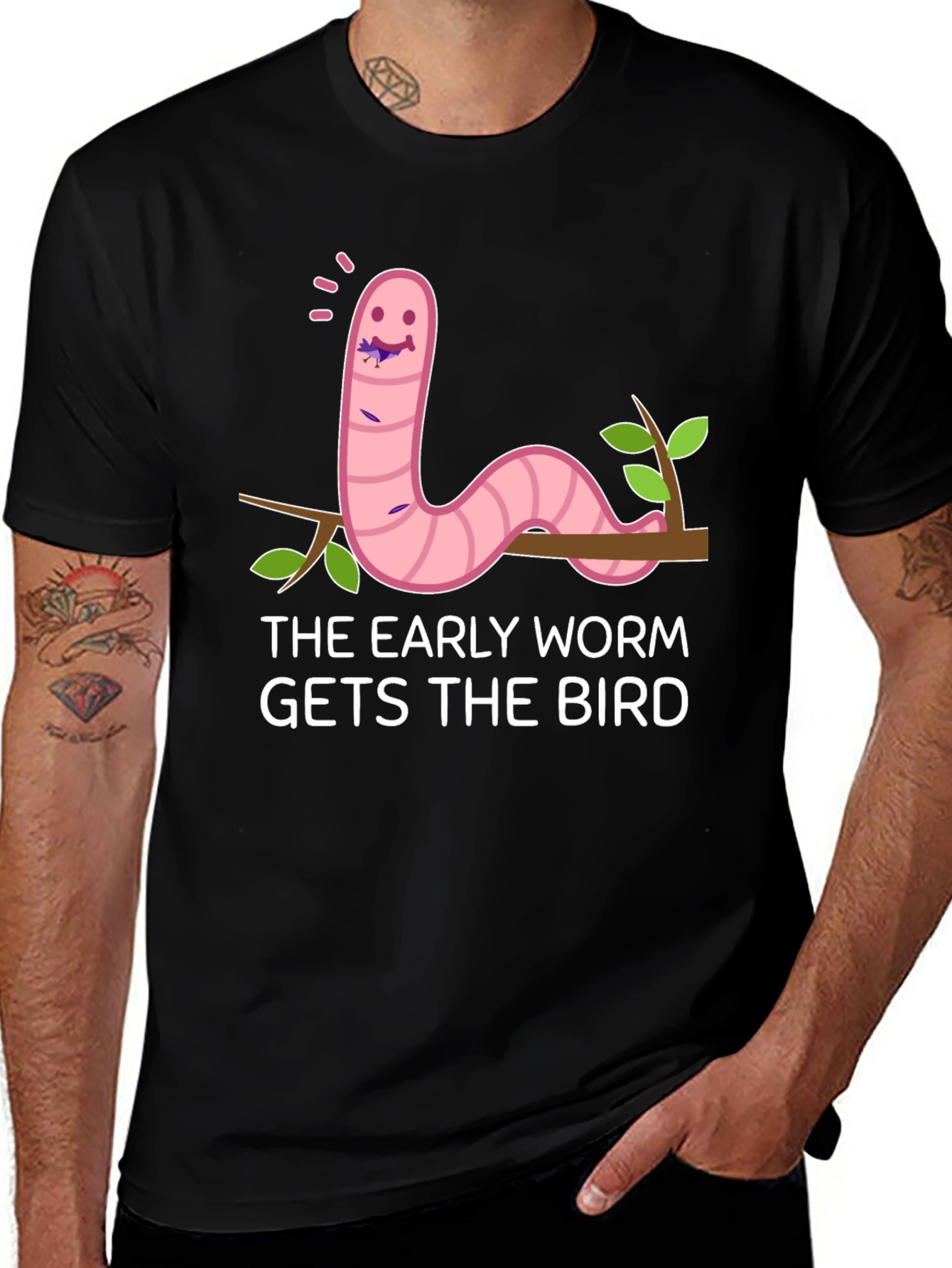 Variant 5 of Early Worm Gets The Bird Graphic T-Shirt