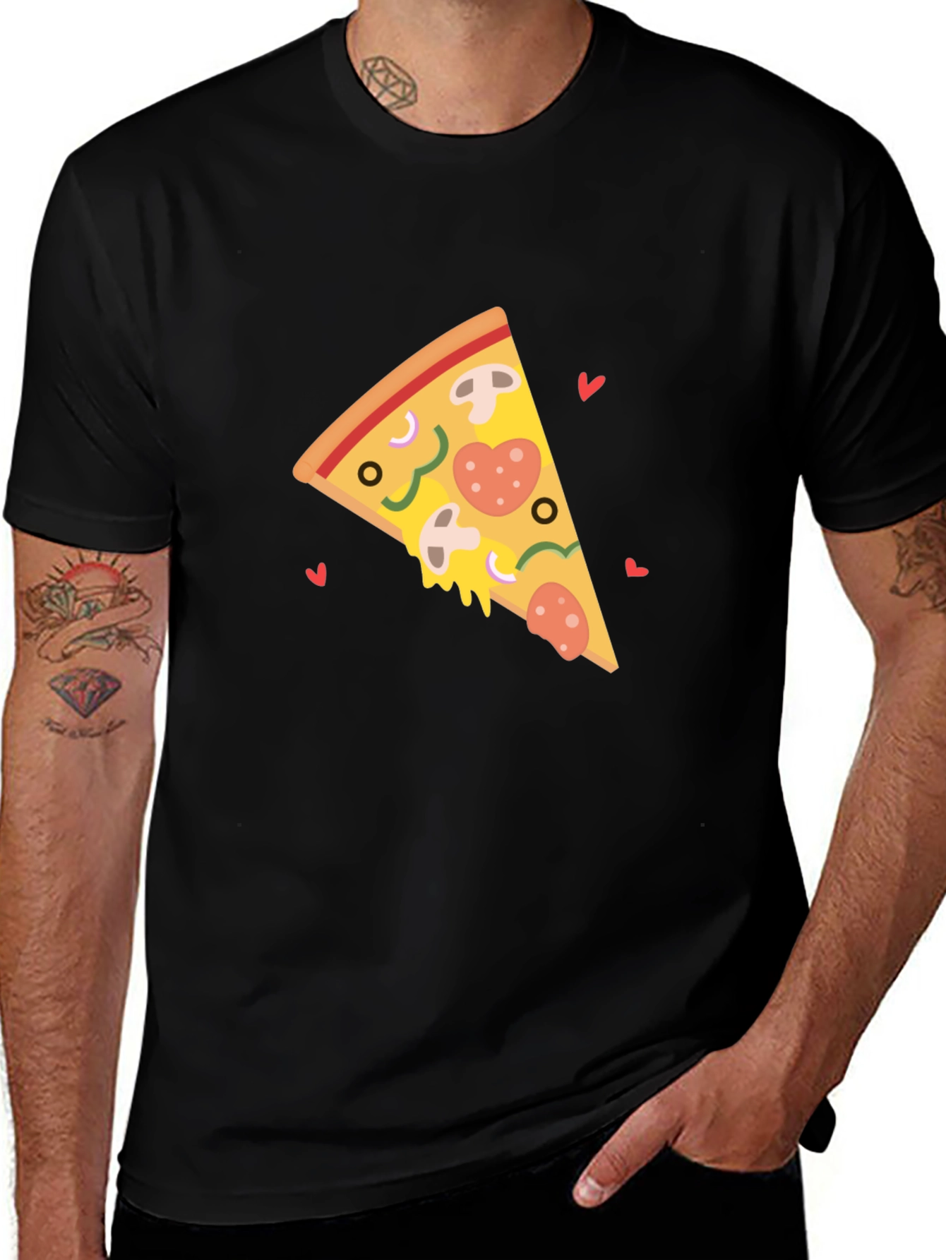 Variant 26 of Pizza Slice Heart Black T-Shirt