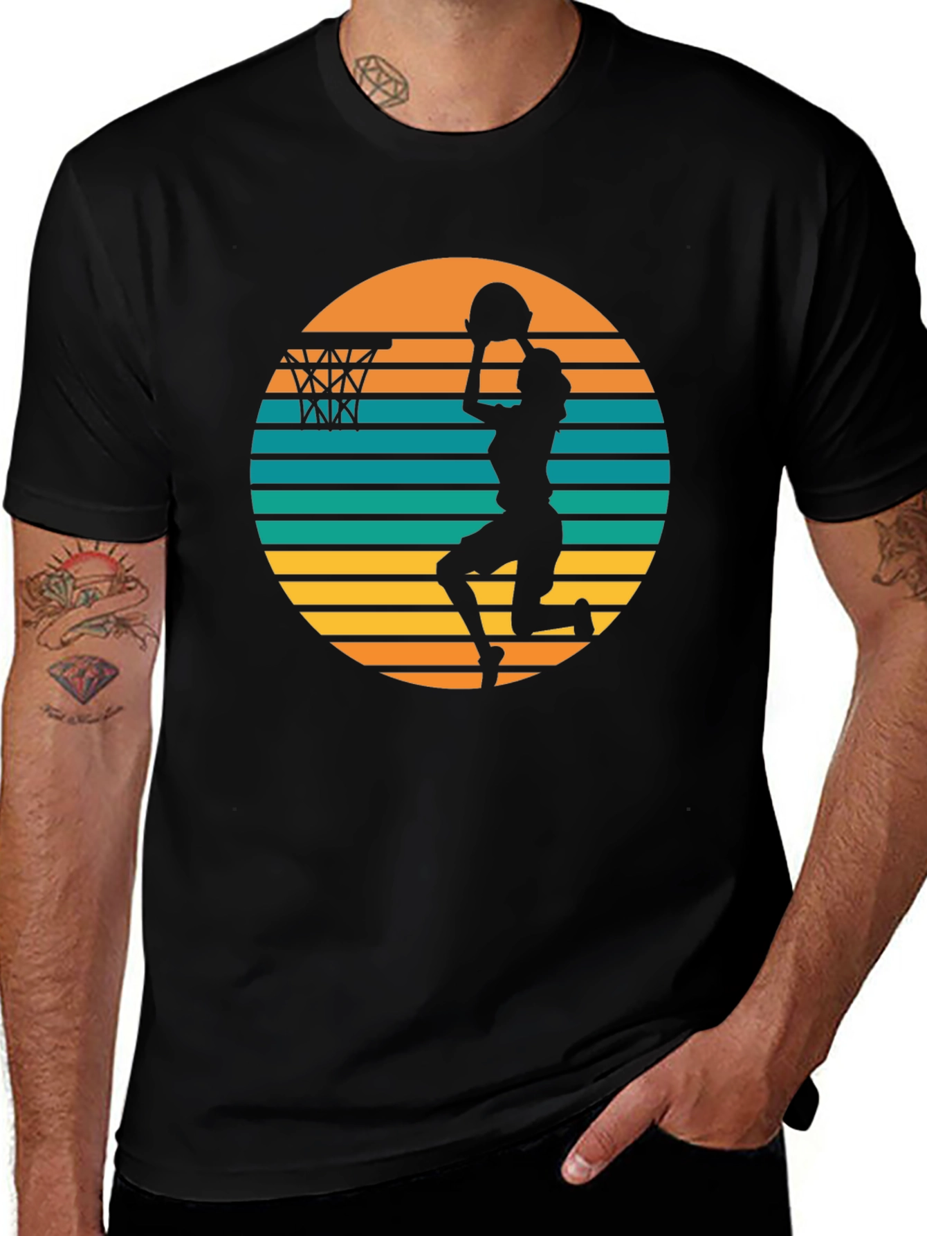 Variant 27 of Retro Sunset Basketball T-Shirt