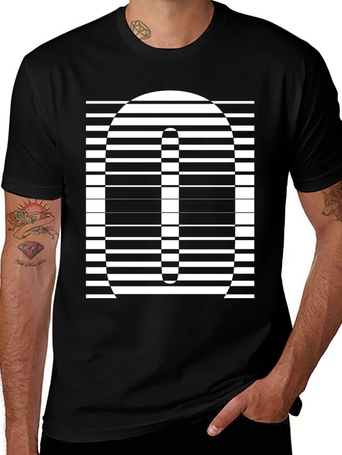 Variant 6 of Optical Illusion Striped Number T-Shirt