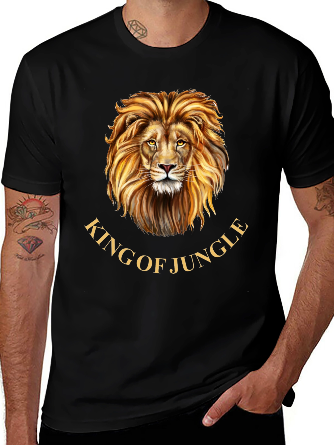 Variant 9 of King of the Jungle Lion Graphic Tee - Black