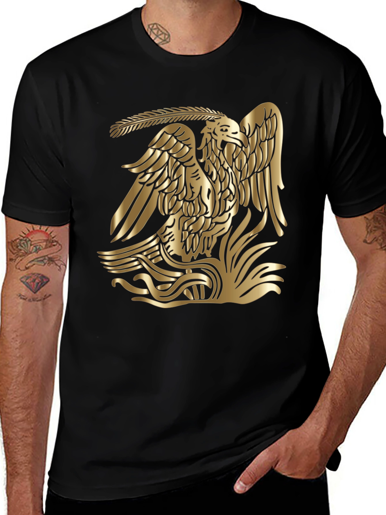 Variant 12 of Golden Eagle Graphic Black Tee