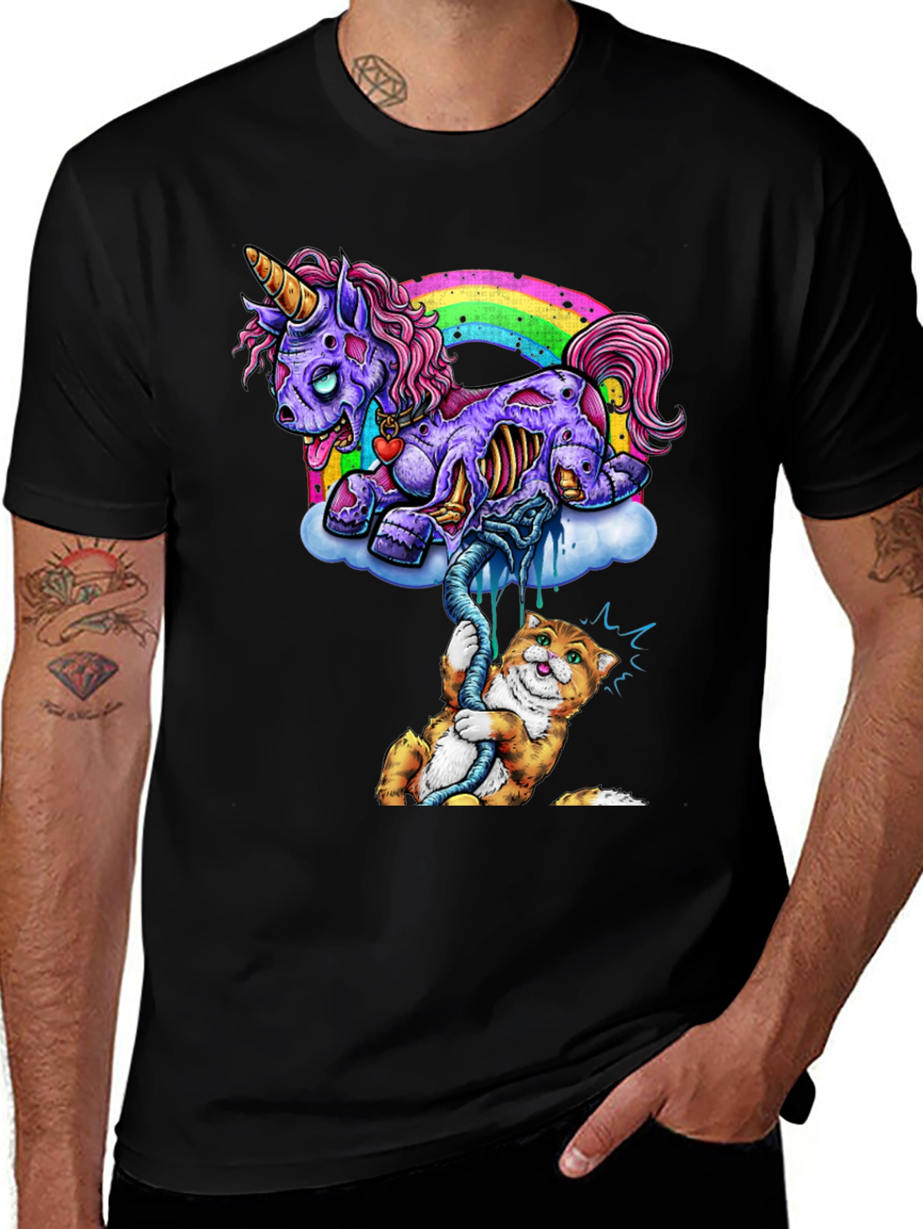 Variant 4 of Zombie Unicorn & Cat Graphic Tee