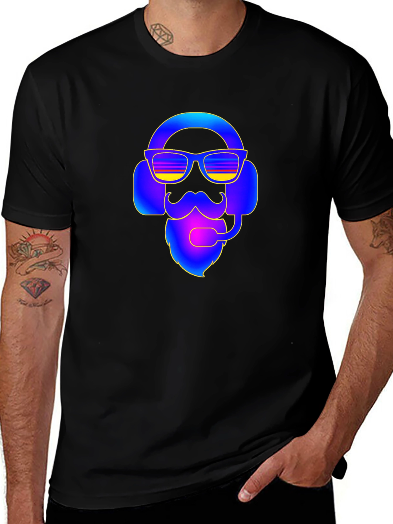 Cool Gamer Bearded Headset T-Shirt