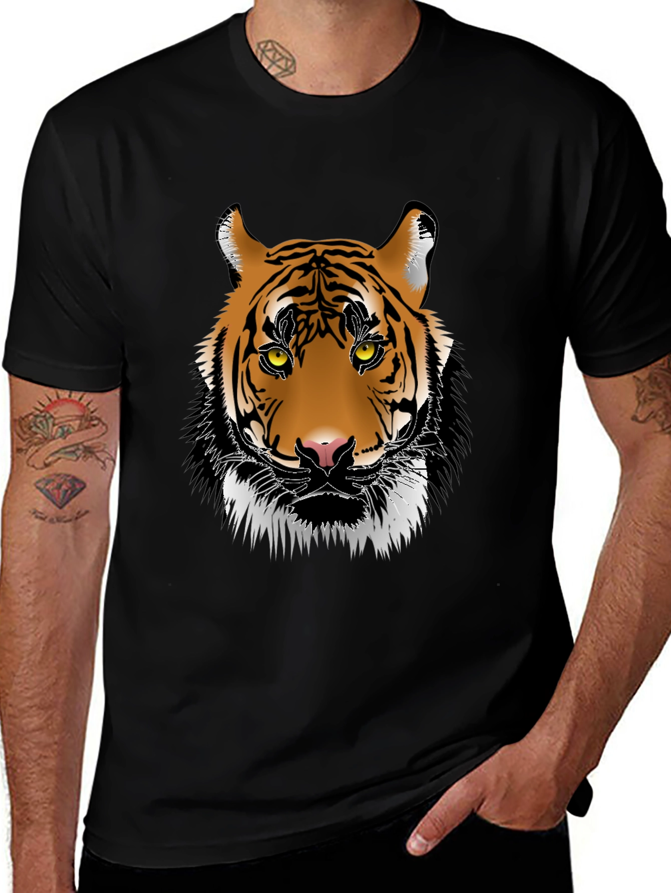 Variant 10 of Tiger Graphic Tee - Men's Black T-Shirt