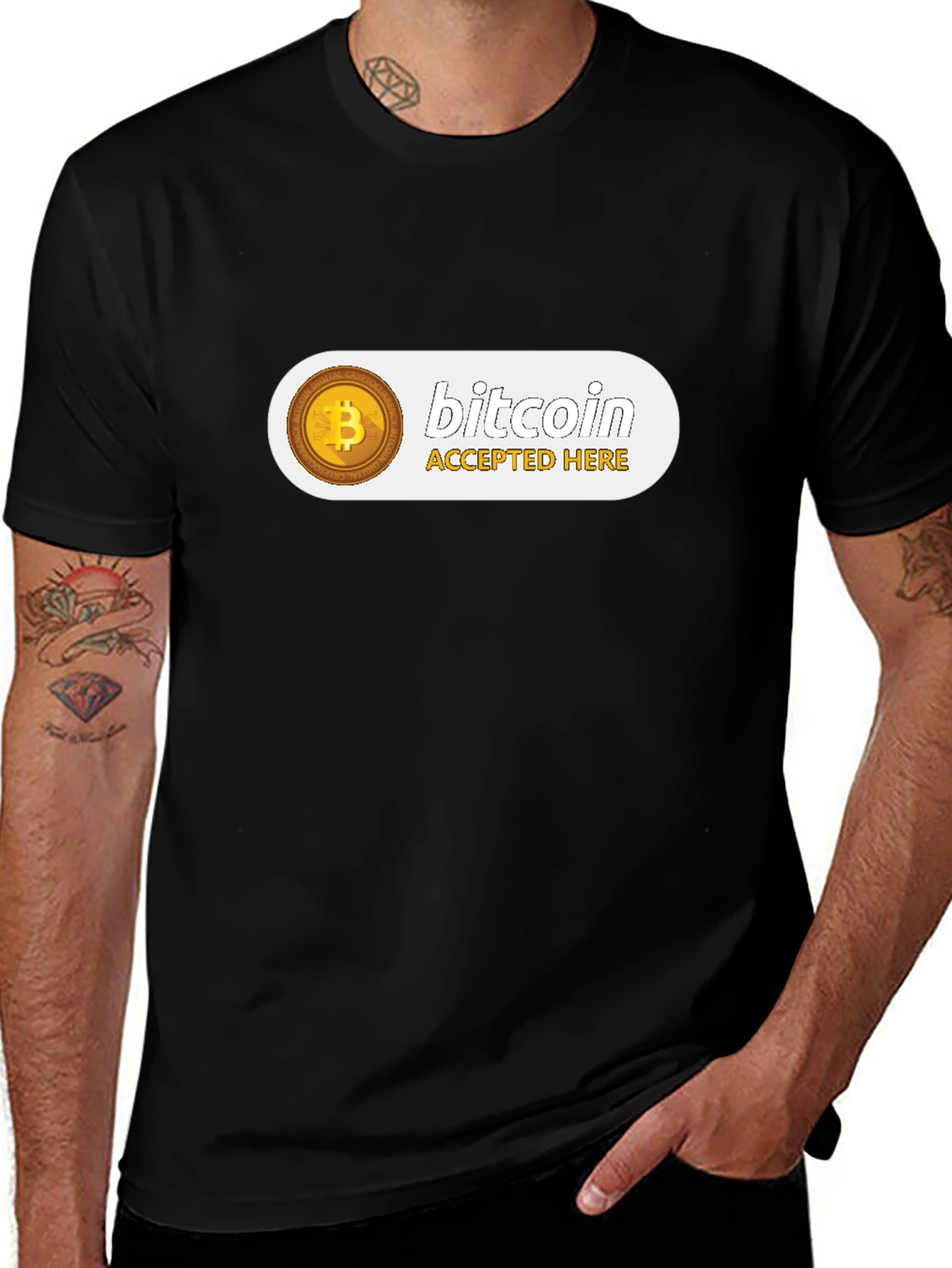 Variant 14 of Bitcoin Accepted Here Black T-Shirt