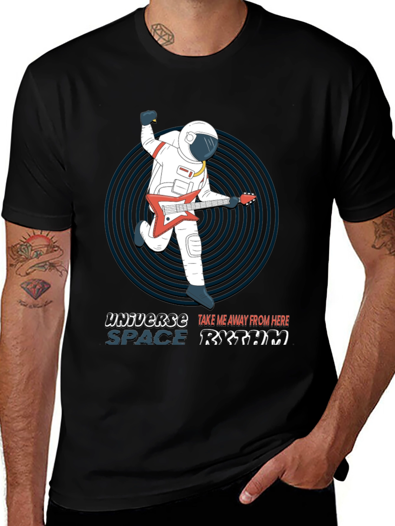 Variant 7 of Astronaut Guitarist T-Shirt - Space Rhythm Design