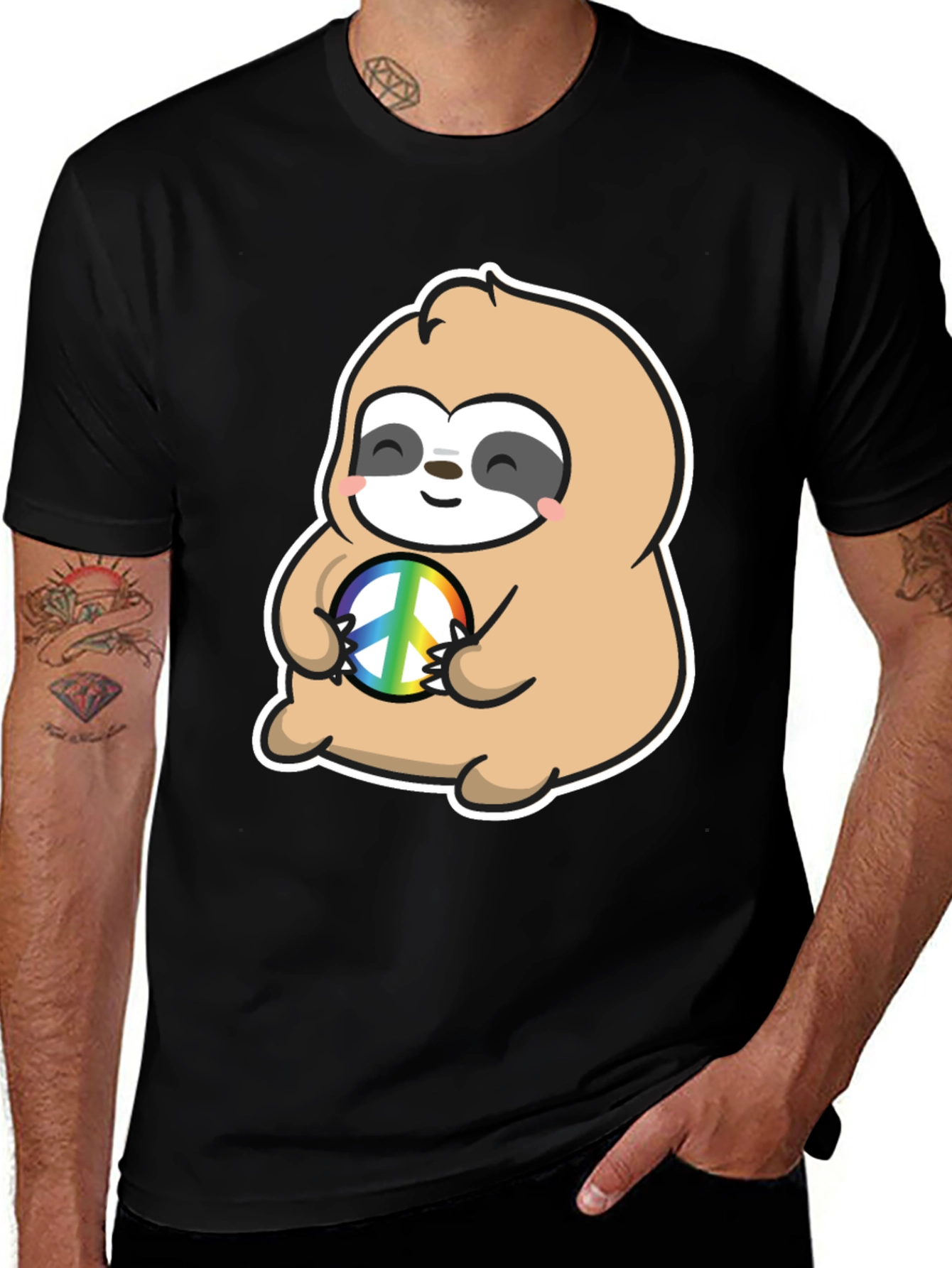 Variant 2 of Sloth Peace Sign Graphic T-Shirt
