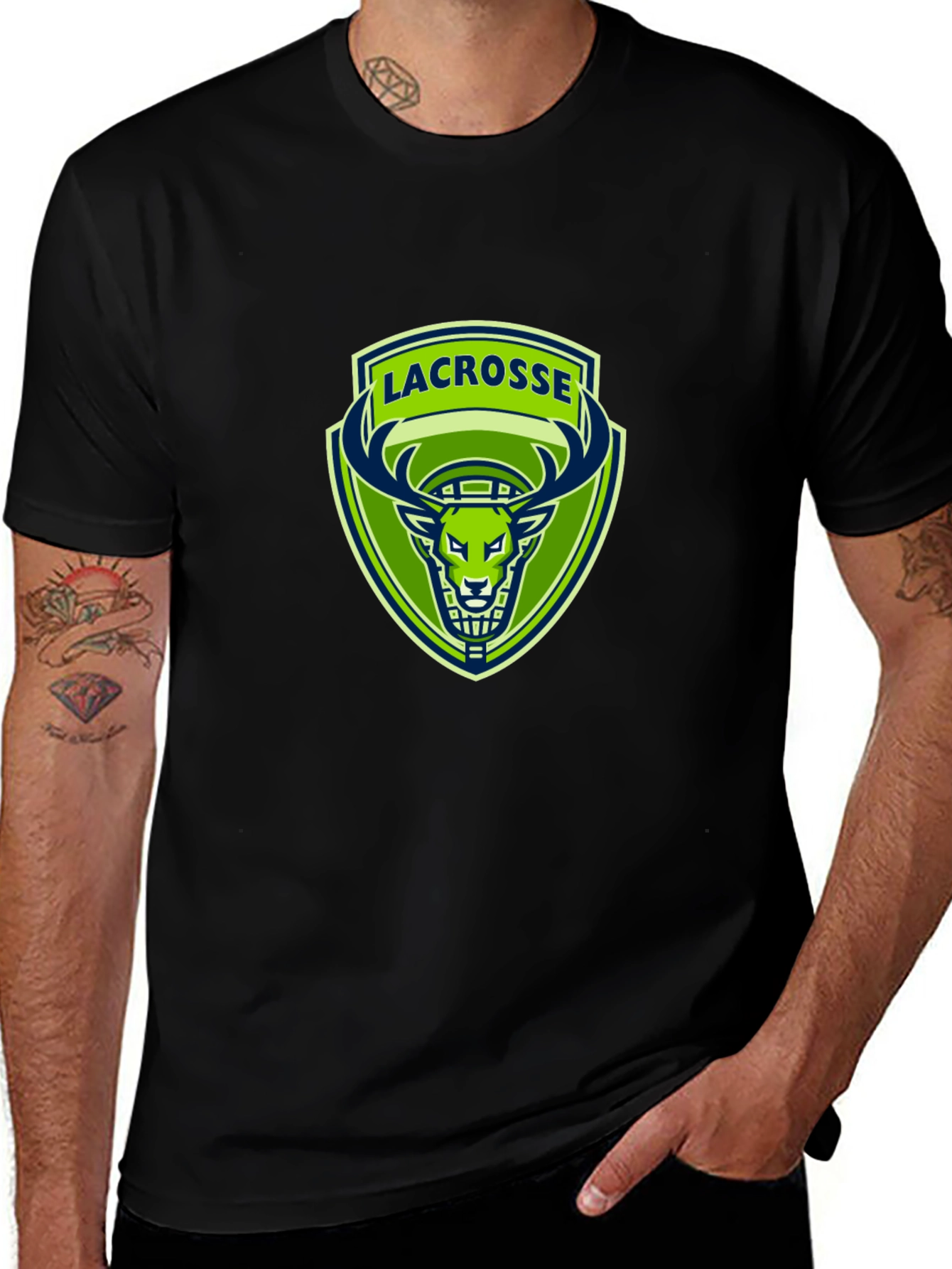 Lacrosse Deer Logo Black T-Shirt