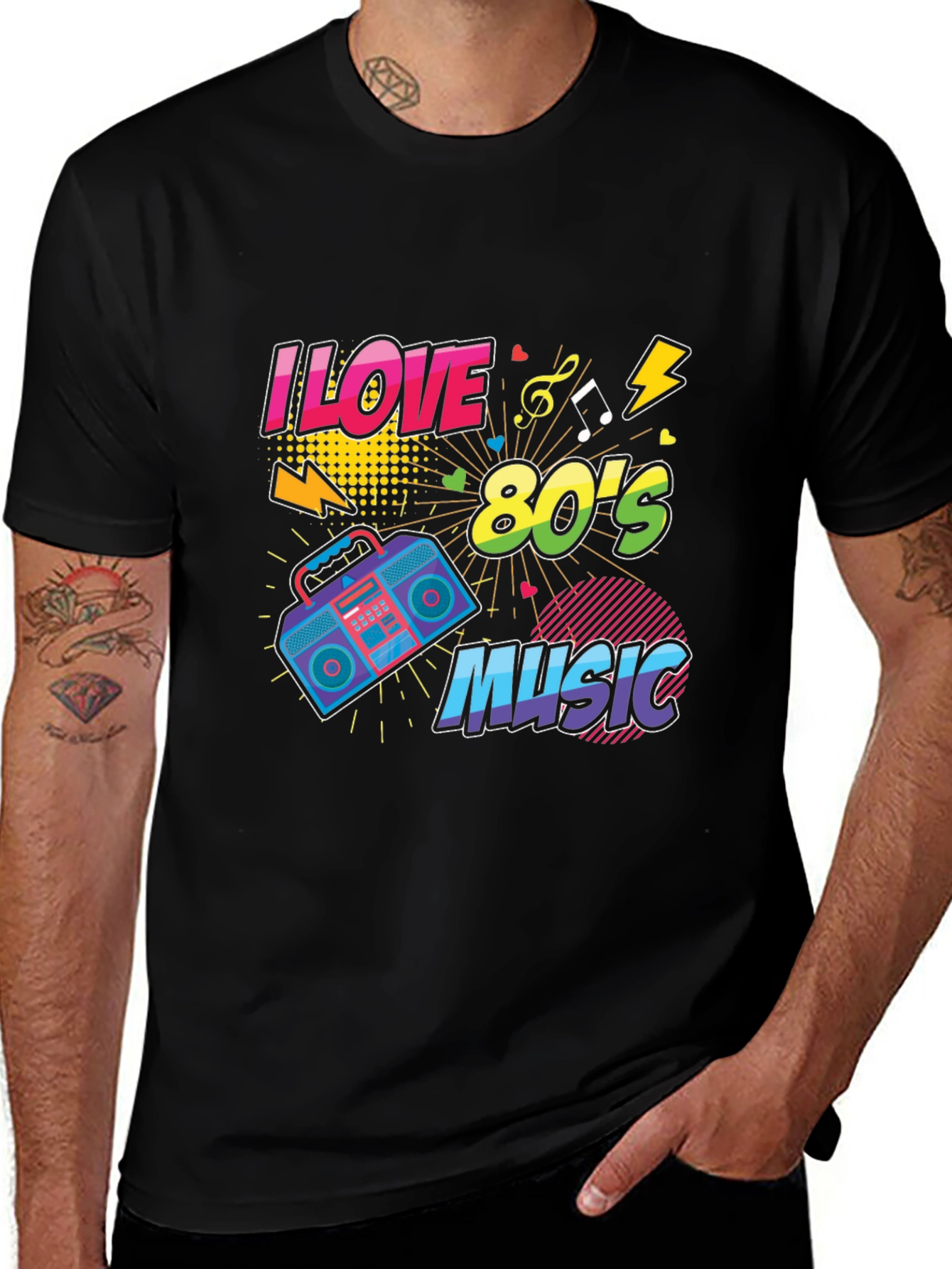 Variant 14 of I Love 80's Music Graphic T-Shirt