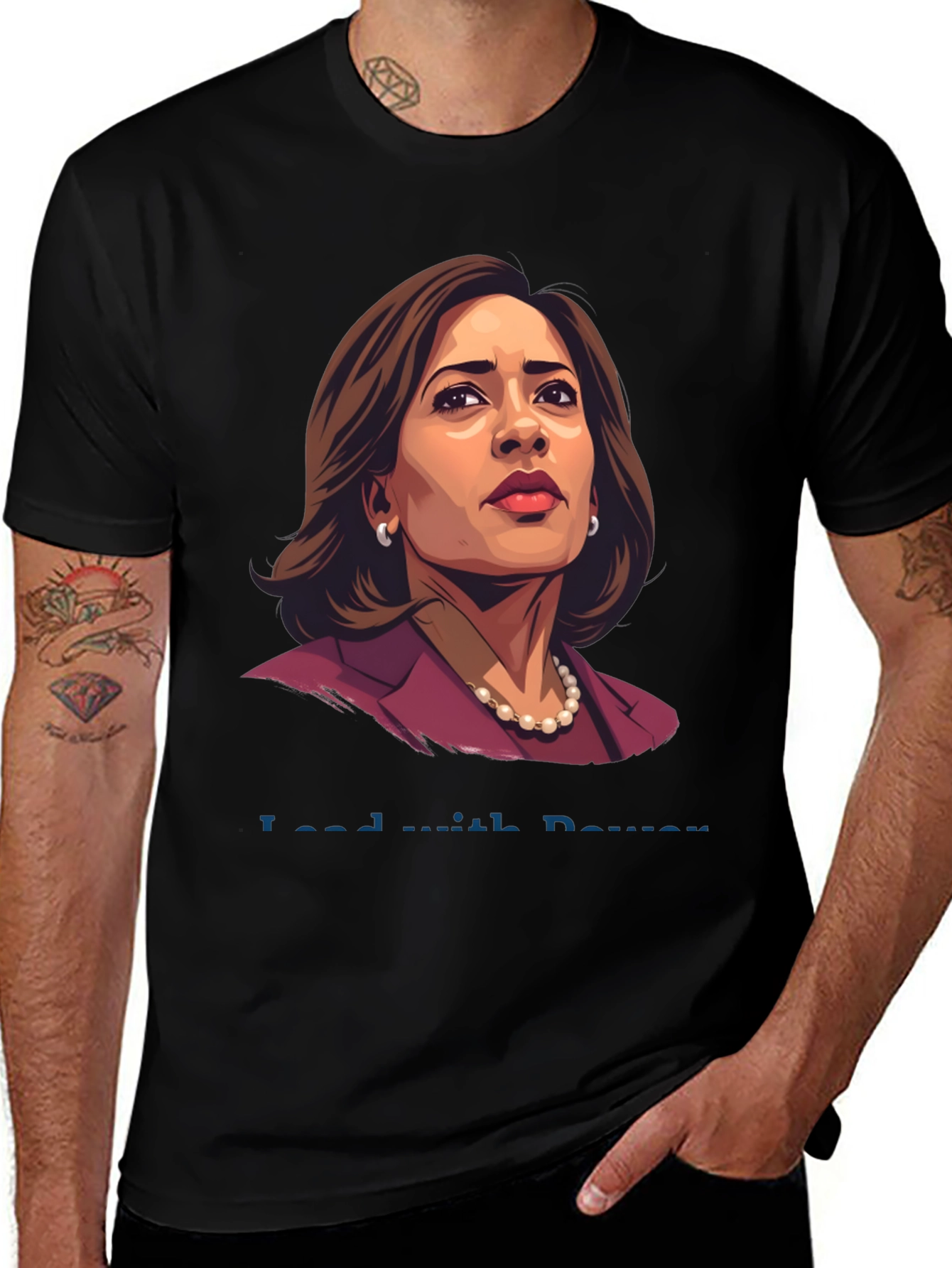 Lead with Power Tee - Kamala Harris Portrait T-Shirt
