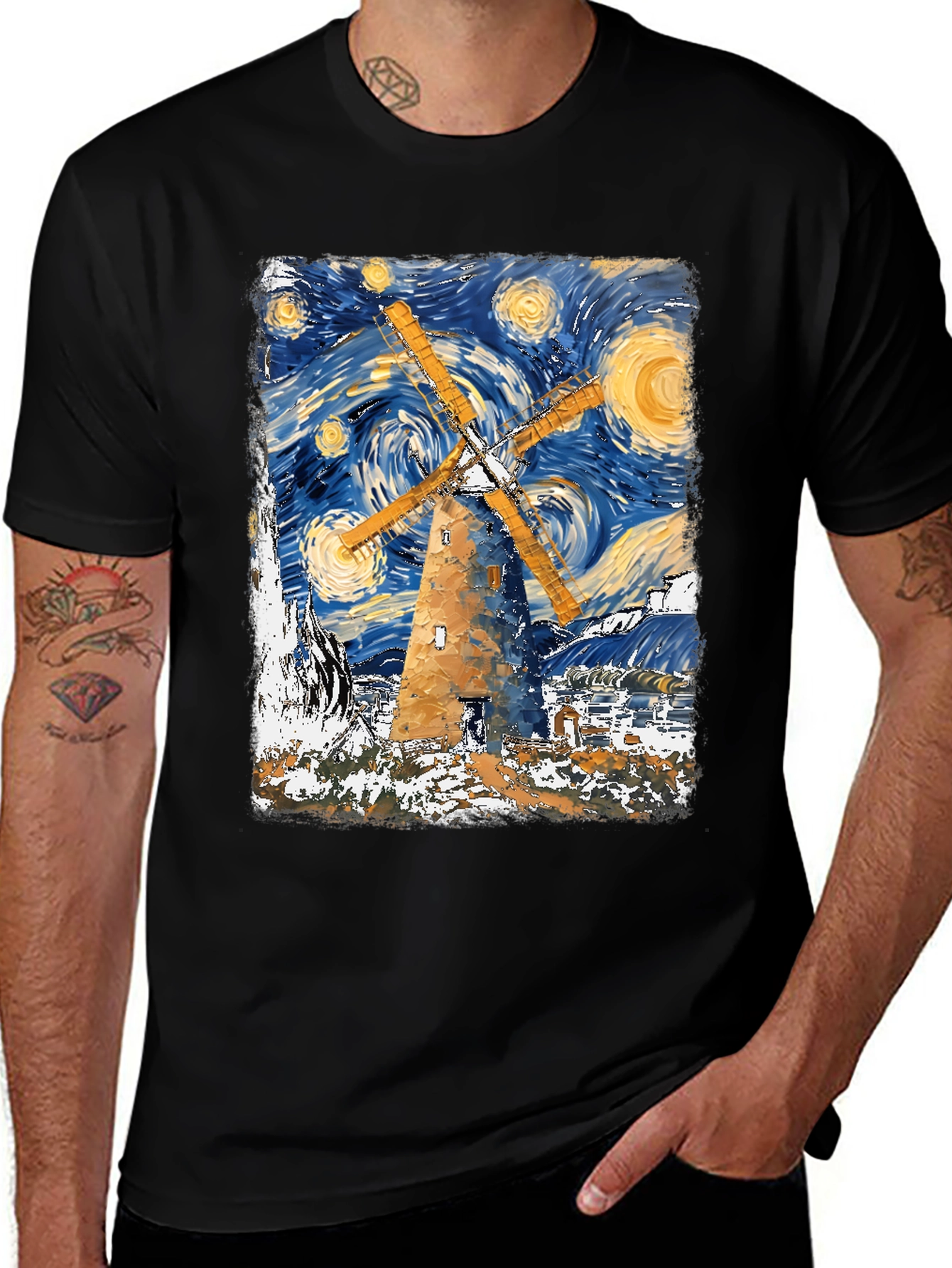 Variant 22 of Starry Night Windmill T-Shirt