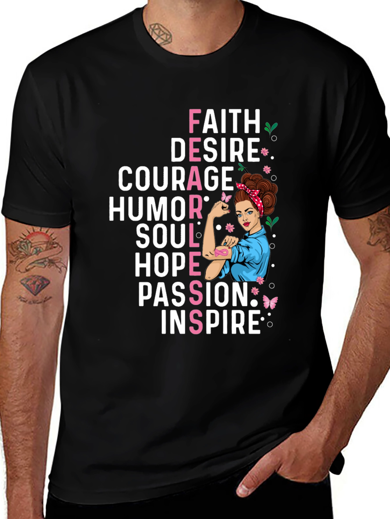 Faith Courage Hope Women's Empowerment Graphic T-Shirt