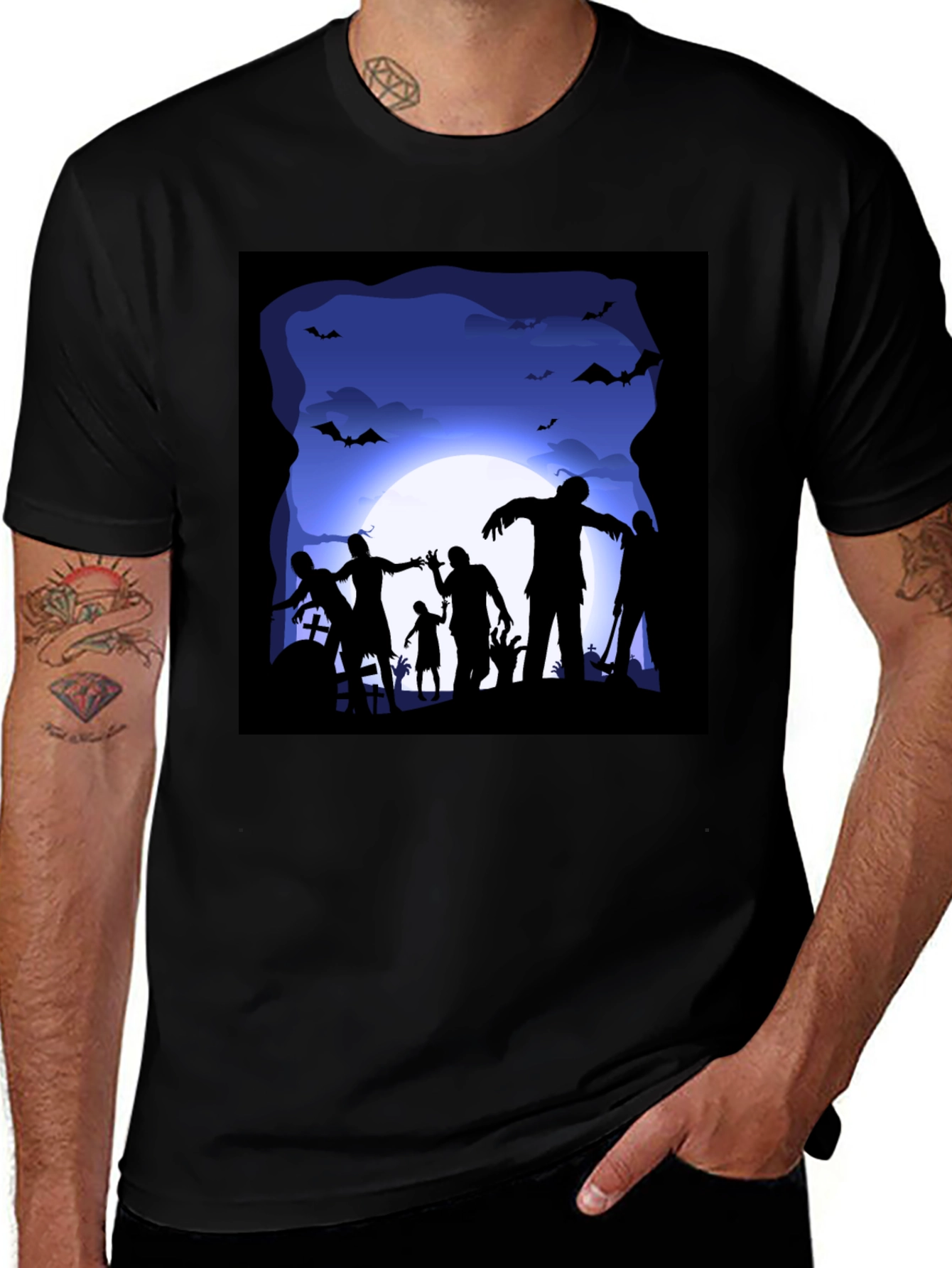 Zombie Halloween T-Shirt - Spooky Silhouette Design