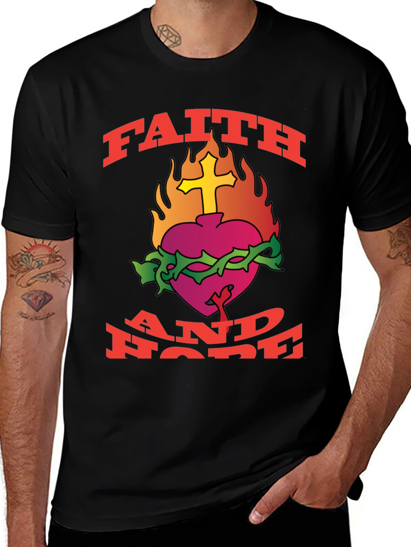 Variant 16 of Faith and Hope Graphic Tee - Black