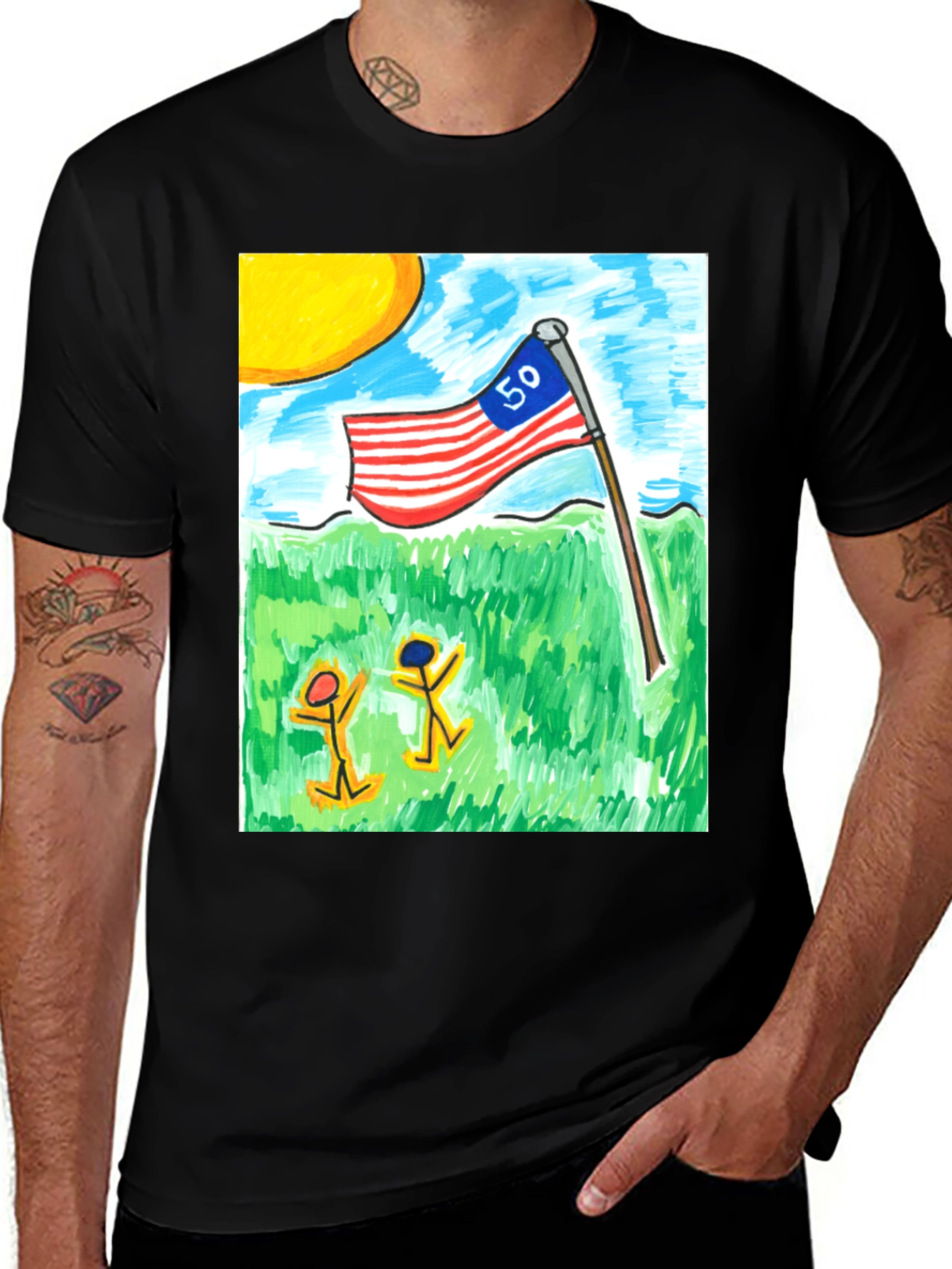 Unique Graphic Tee - Fun Flag Design