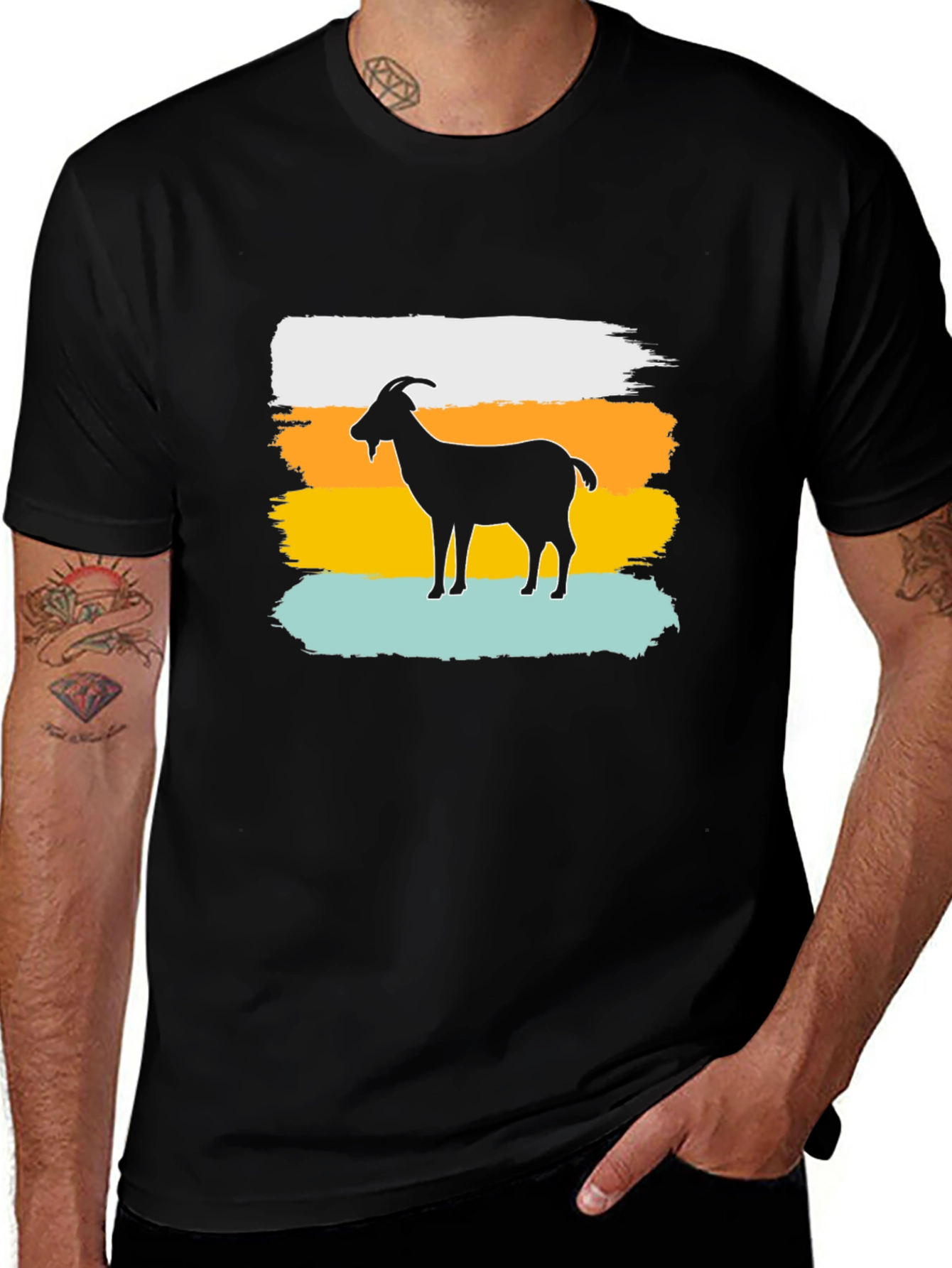 Variant 11 of Goat Silhouette Brush Stroke Graphic T-Shirt