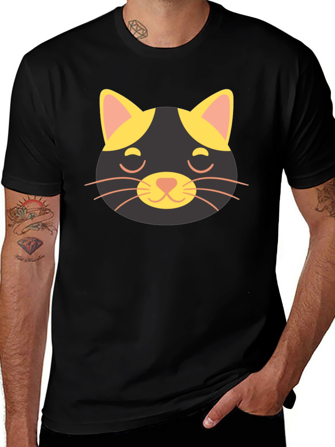 Variant 9 of Cute Cat Graphic Black T-Shirt