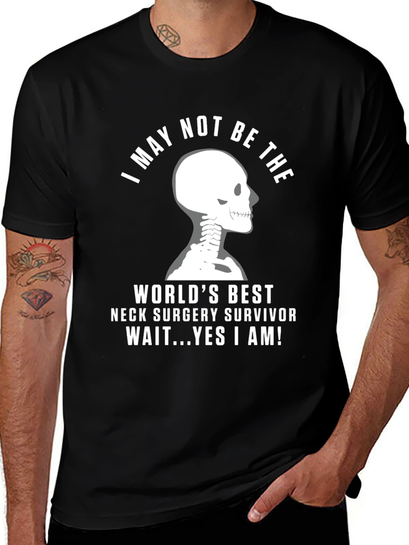 Variant 29 of Neck Surgery Survivor T-Shirt - Funny Skeleton Graphic Tee