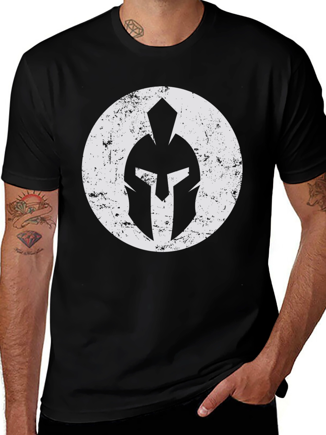 Variant 13 of Spartan Helmet Graphic T-Shirt - Black