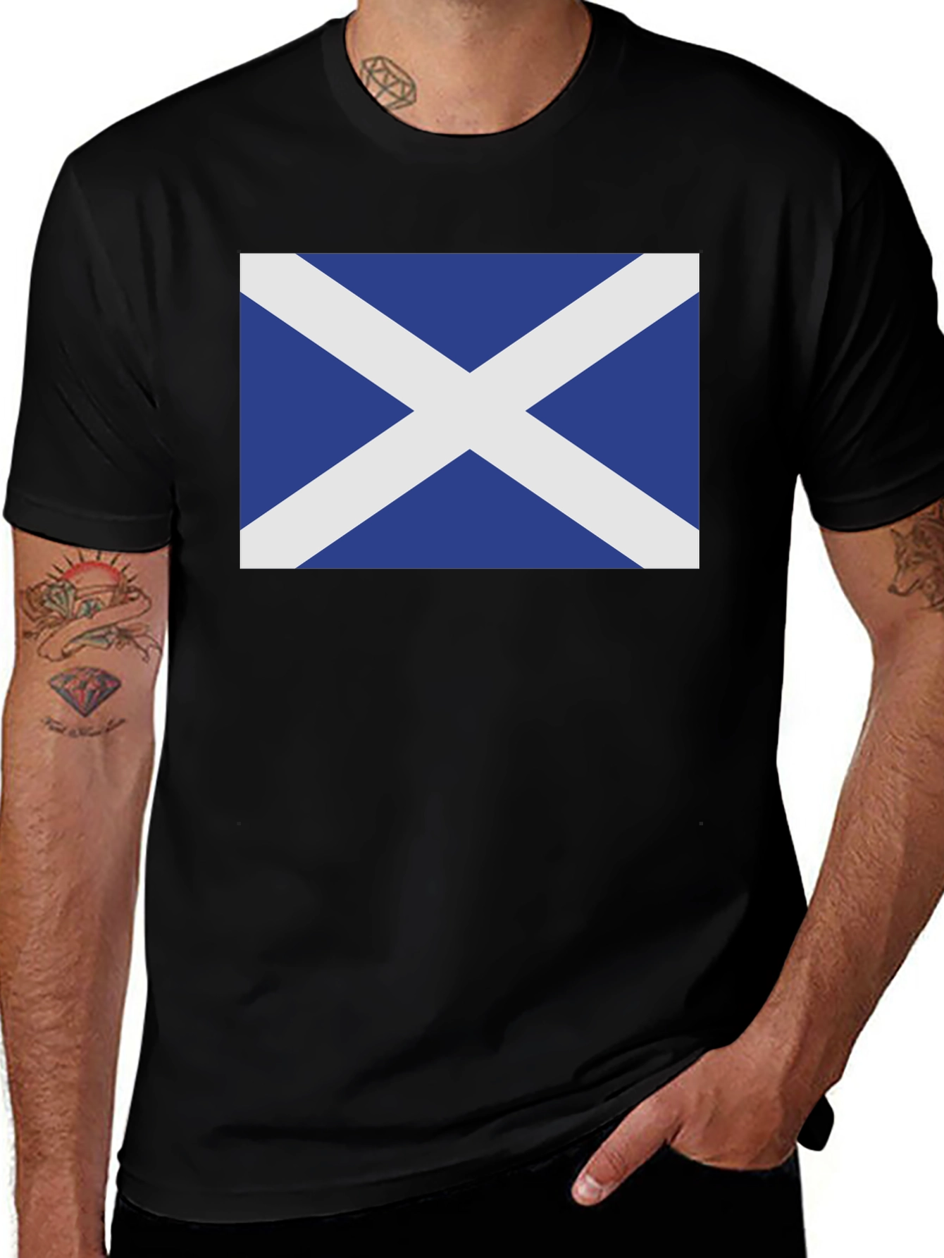 Variant 29 of Scottish Flag Graphic T-Shirt - Crew Neck, Short Sleeve, Black