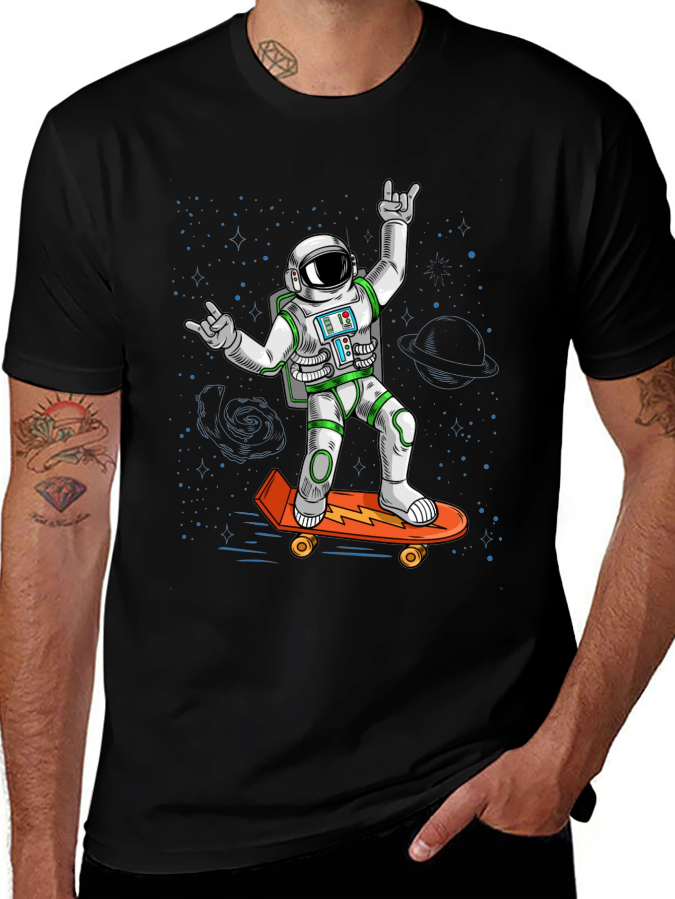 Variant 19 of Cool Astronaut Skateboarder Graphic Tee