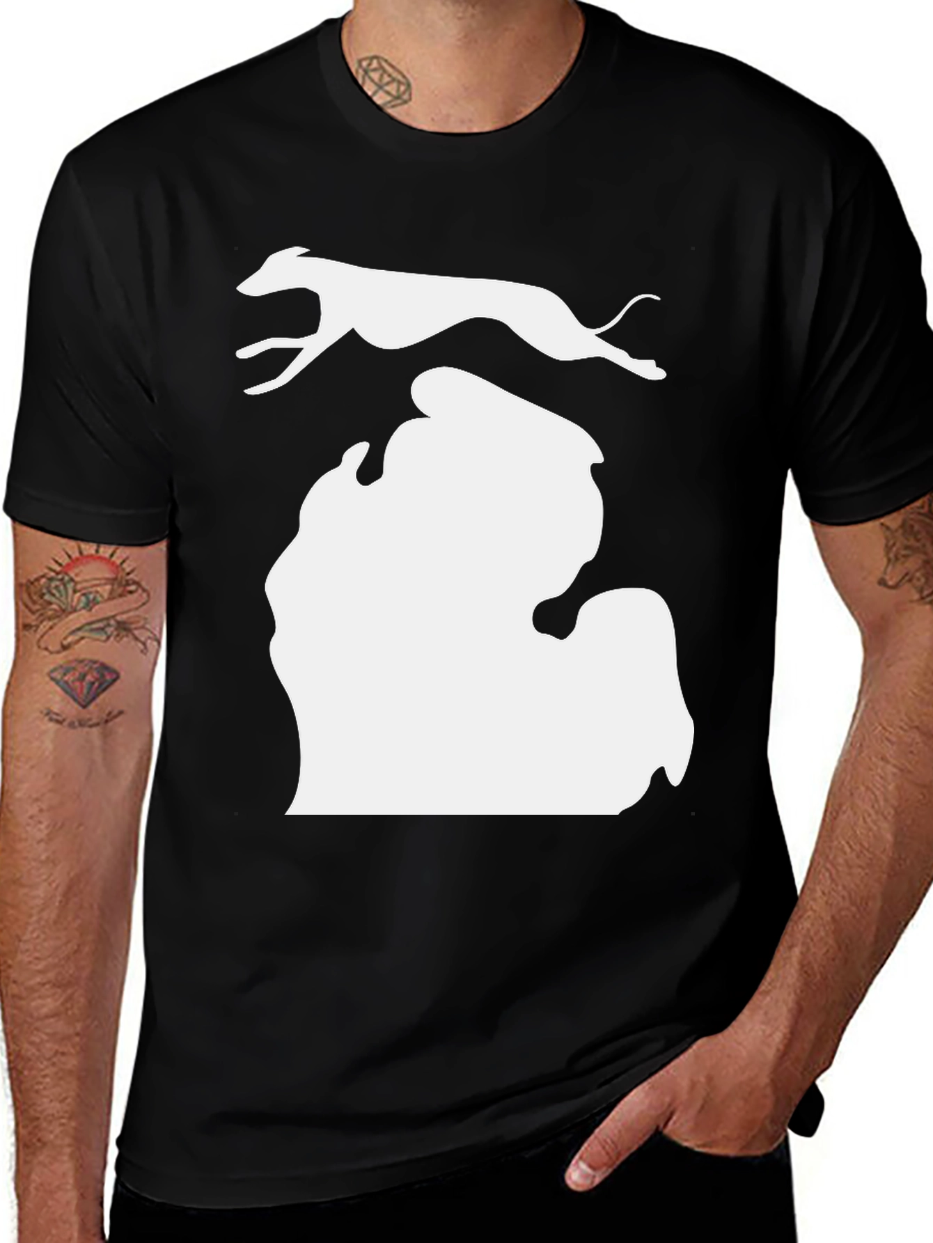 Michigan Greyhound Graphic T-Shirt - Black