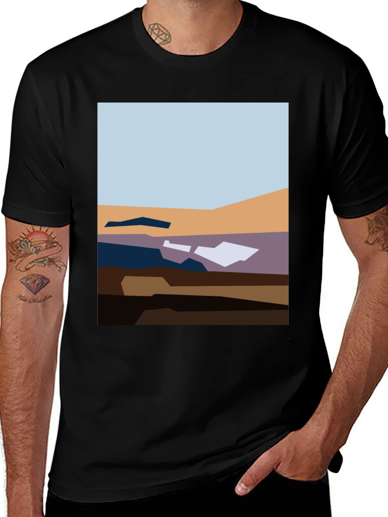 Variant 20 of Abstract Landscape Graphic Tee - Modern Art Shirt