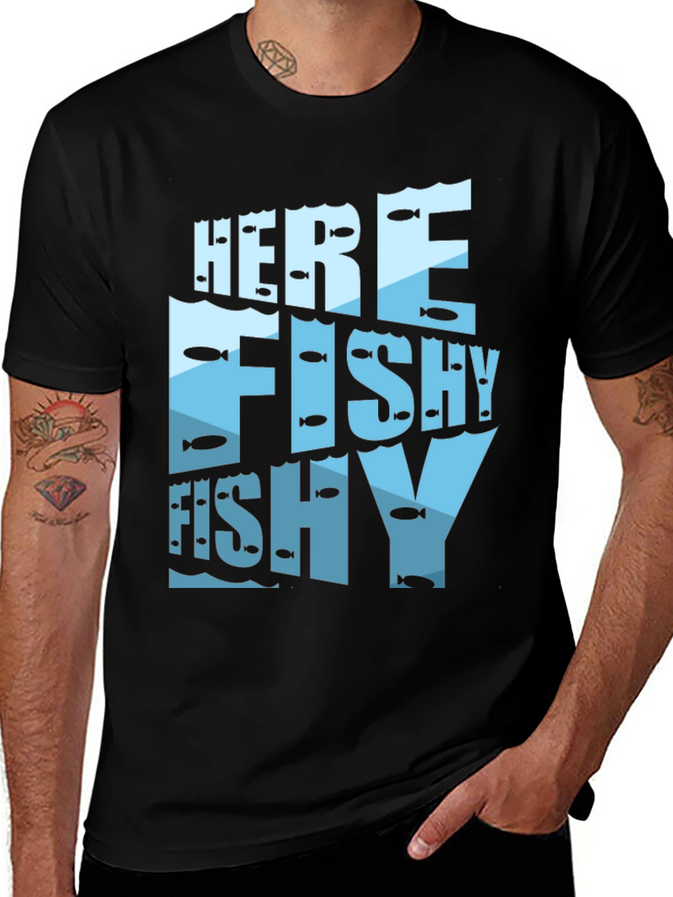 Variant 17 of Here Fishy T-Shirt - Fishing Graphic Tee