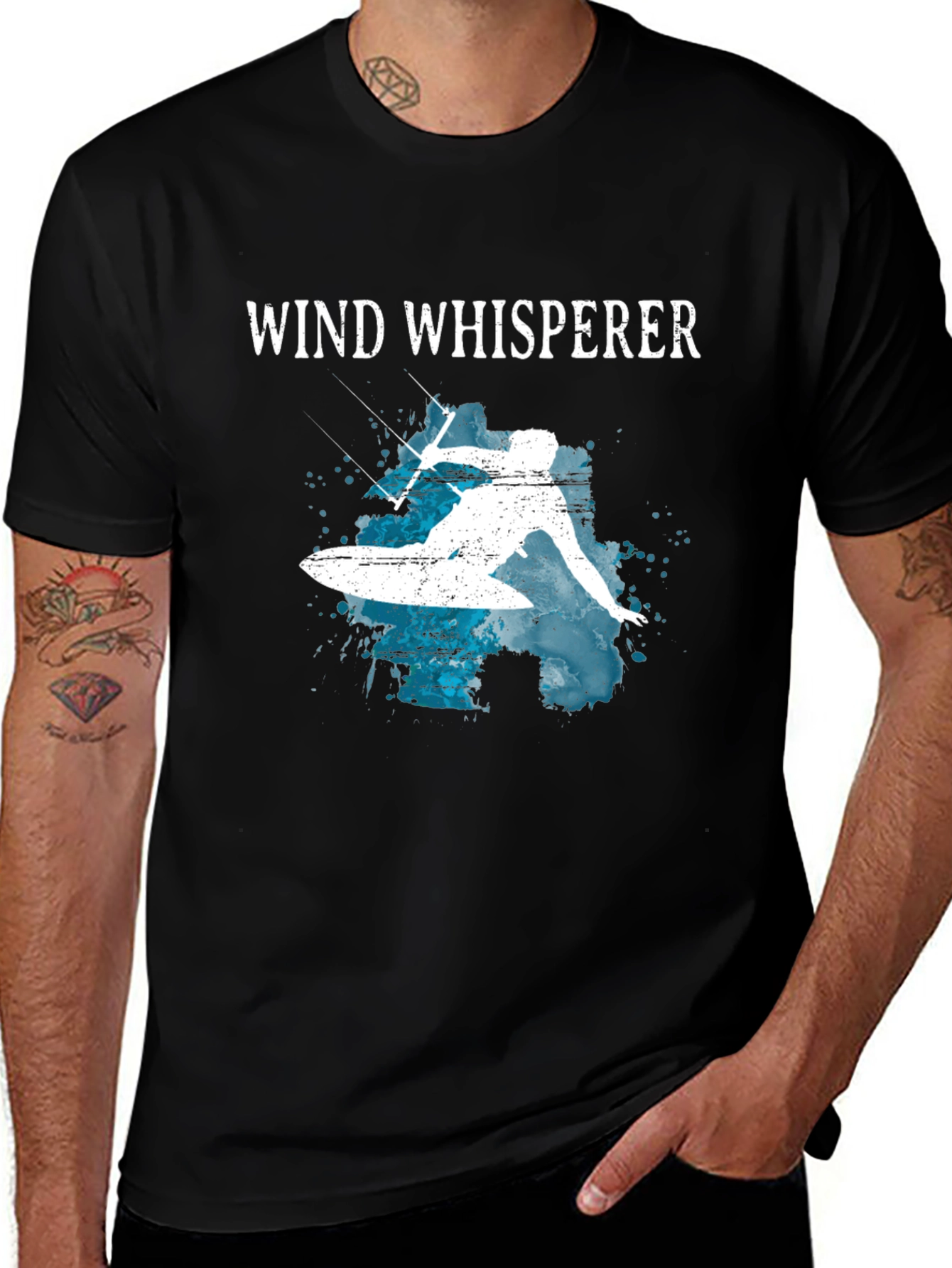 Variant 11 of Wind Whisperer Graphic Tee - Black Cotton T-Shirt