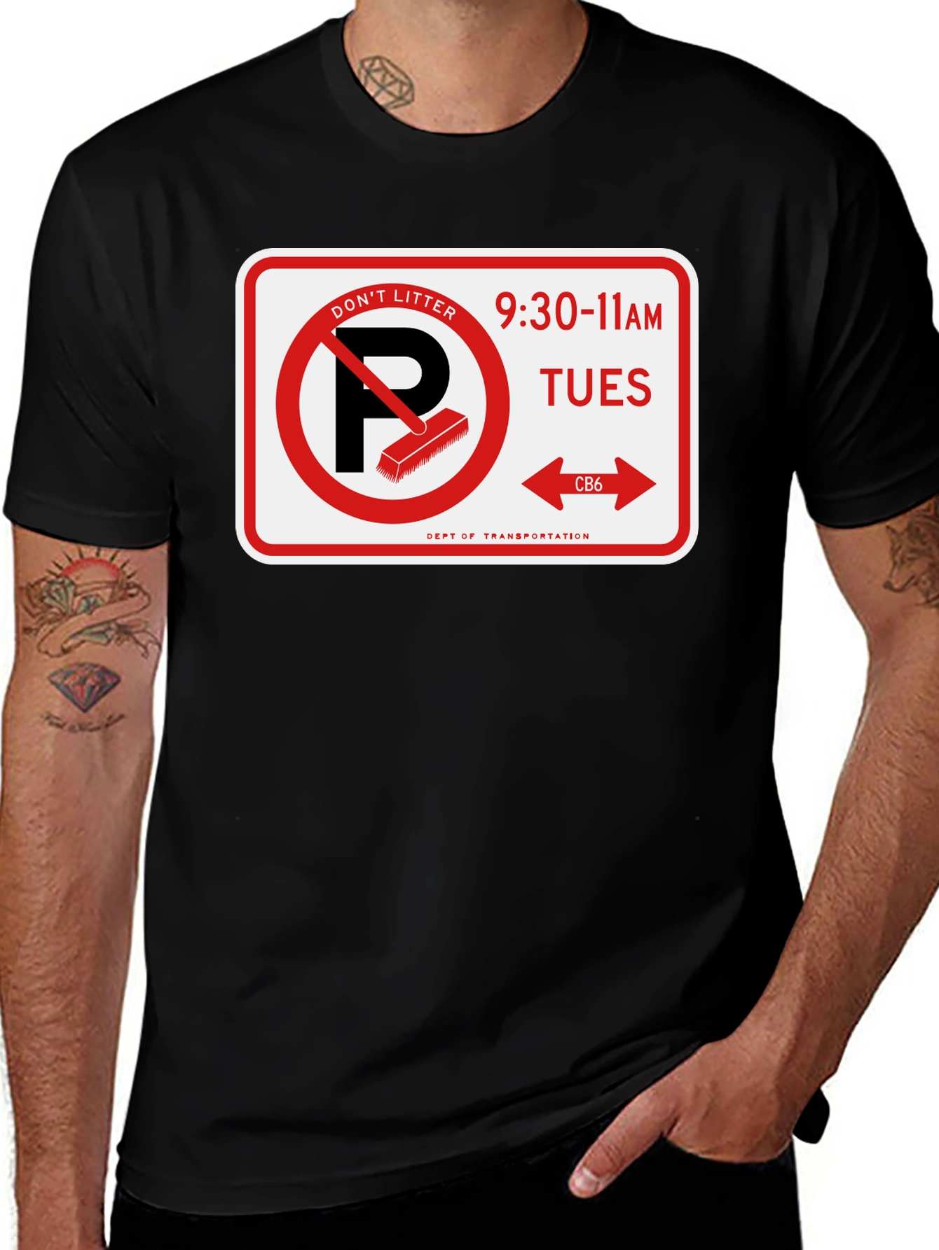 Variant 9 of No Parking Street Sweeping Tuesday T-Shirt