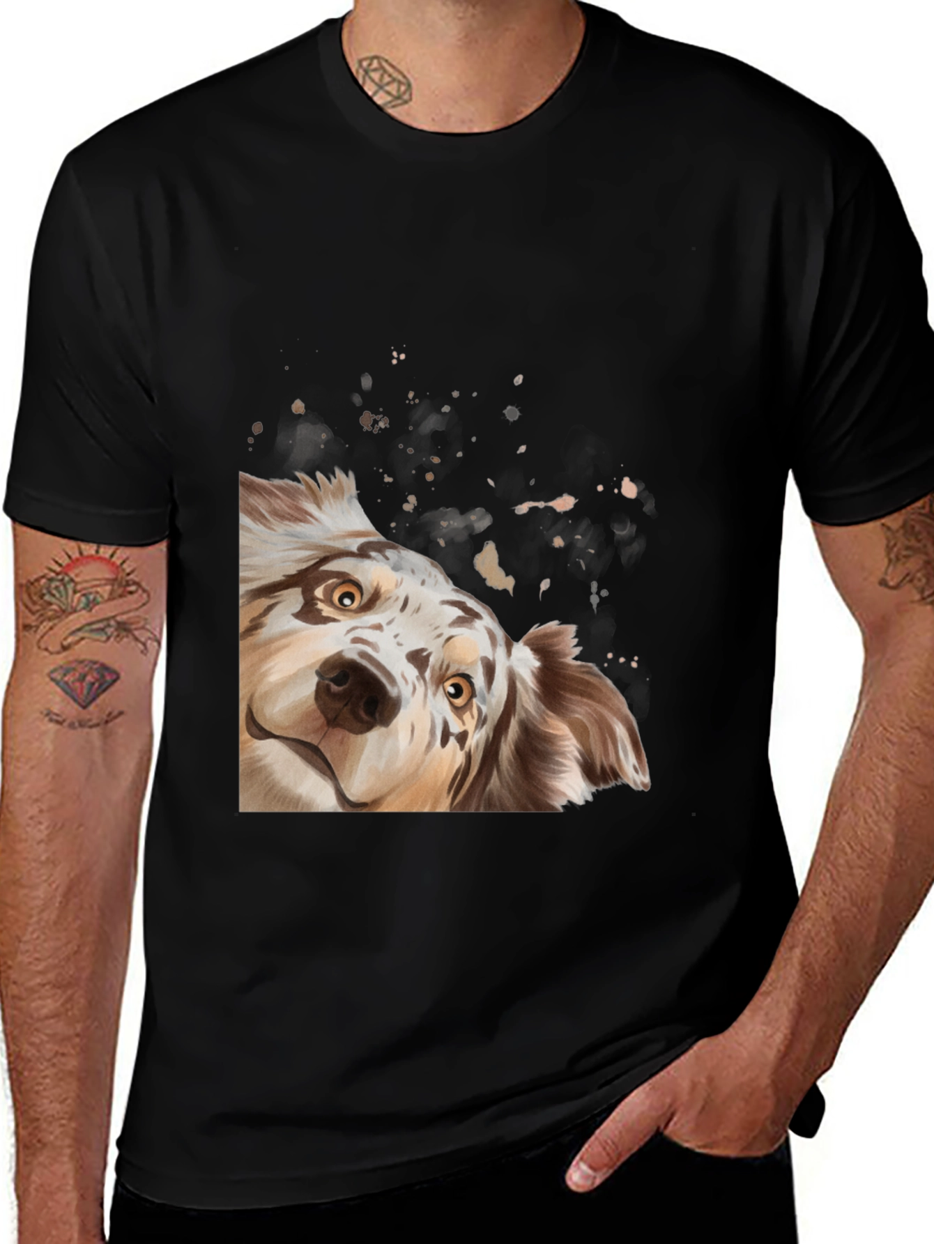 Variant 22 of Cute Dog Graphic Black T-Shirt