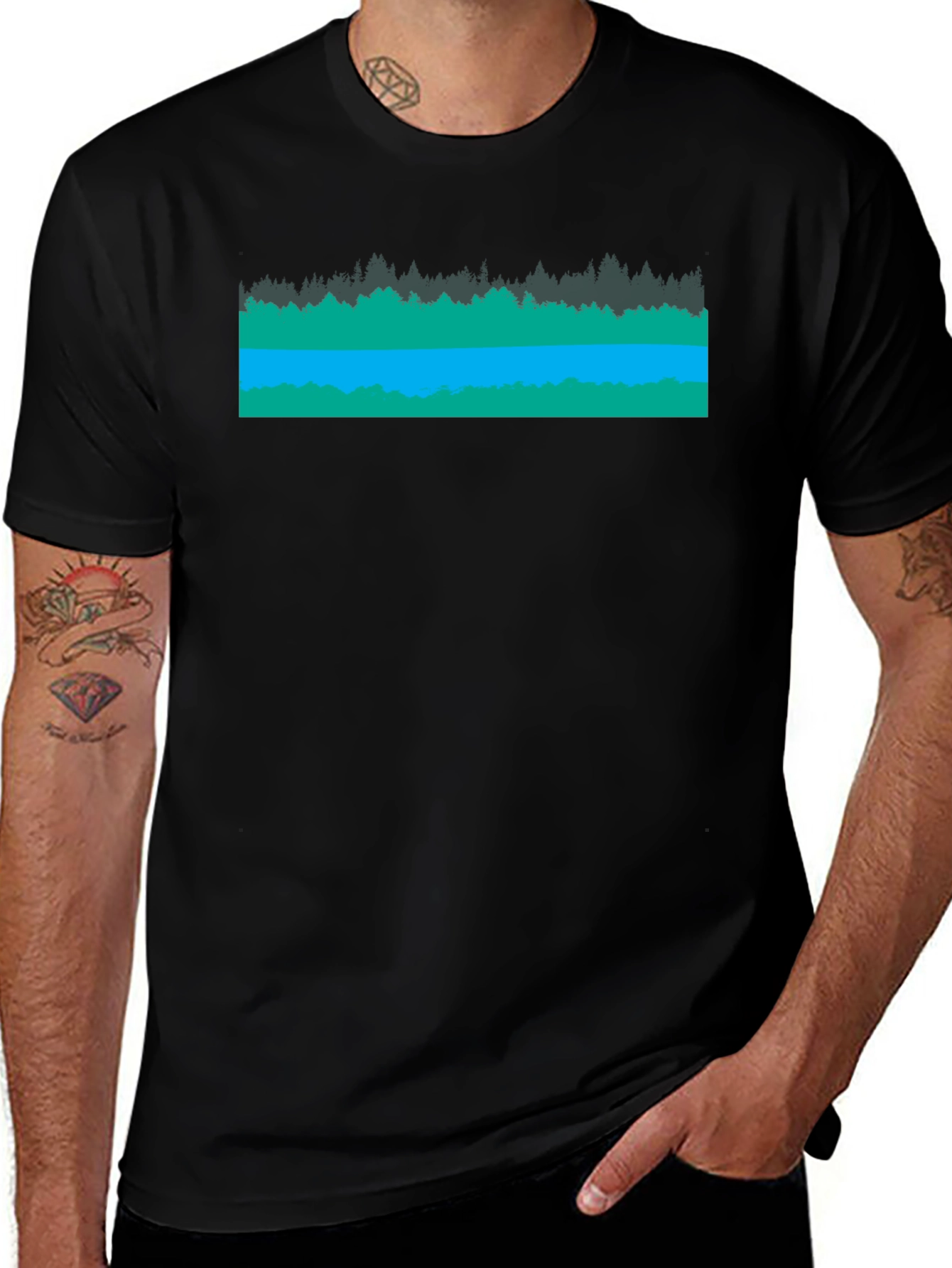 Variant 2 of Nature Inspired Graphic Tee - Black