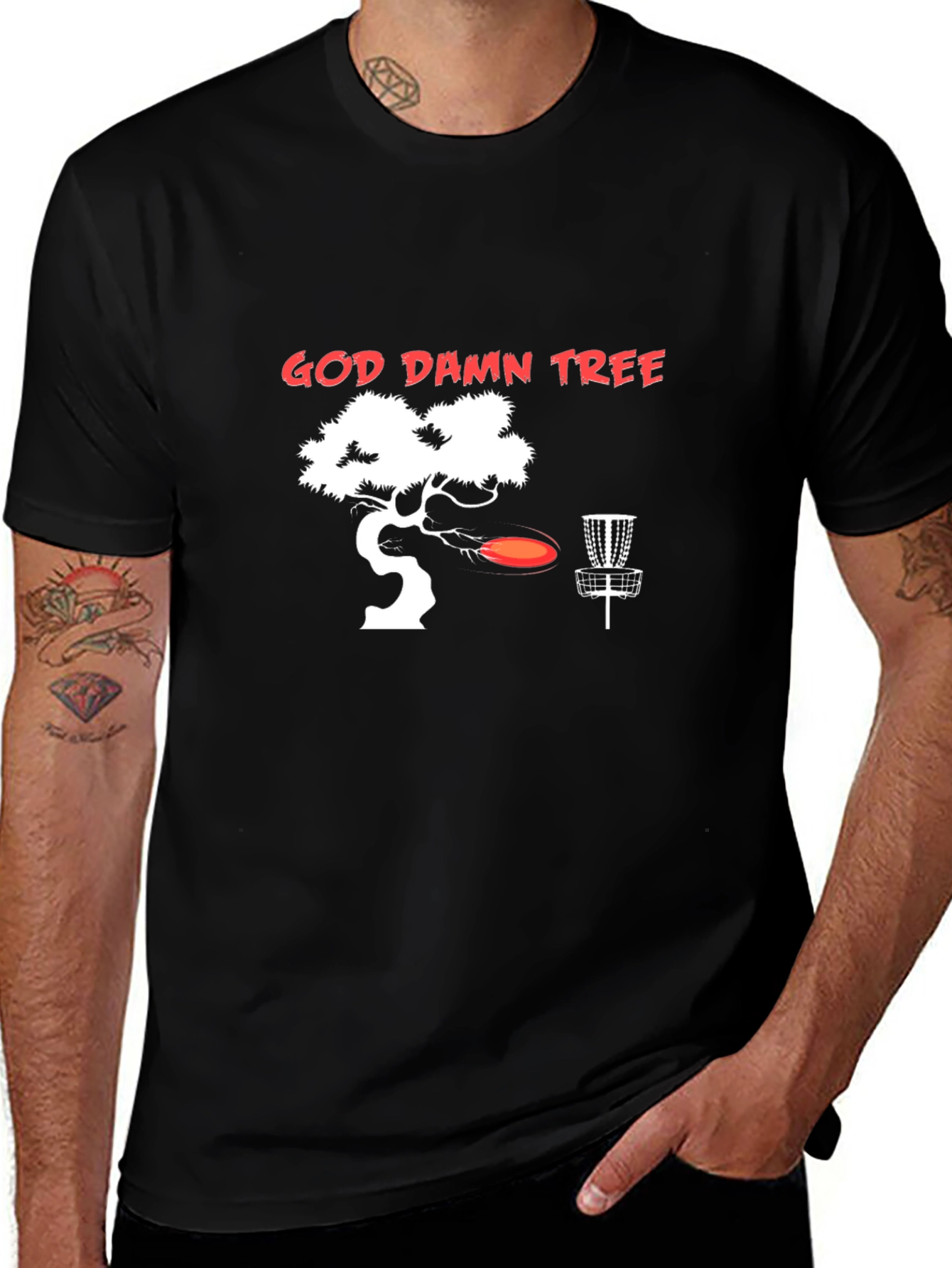 Variant 3 of God Damn Tree Disc Golf T-Shirt