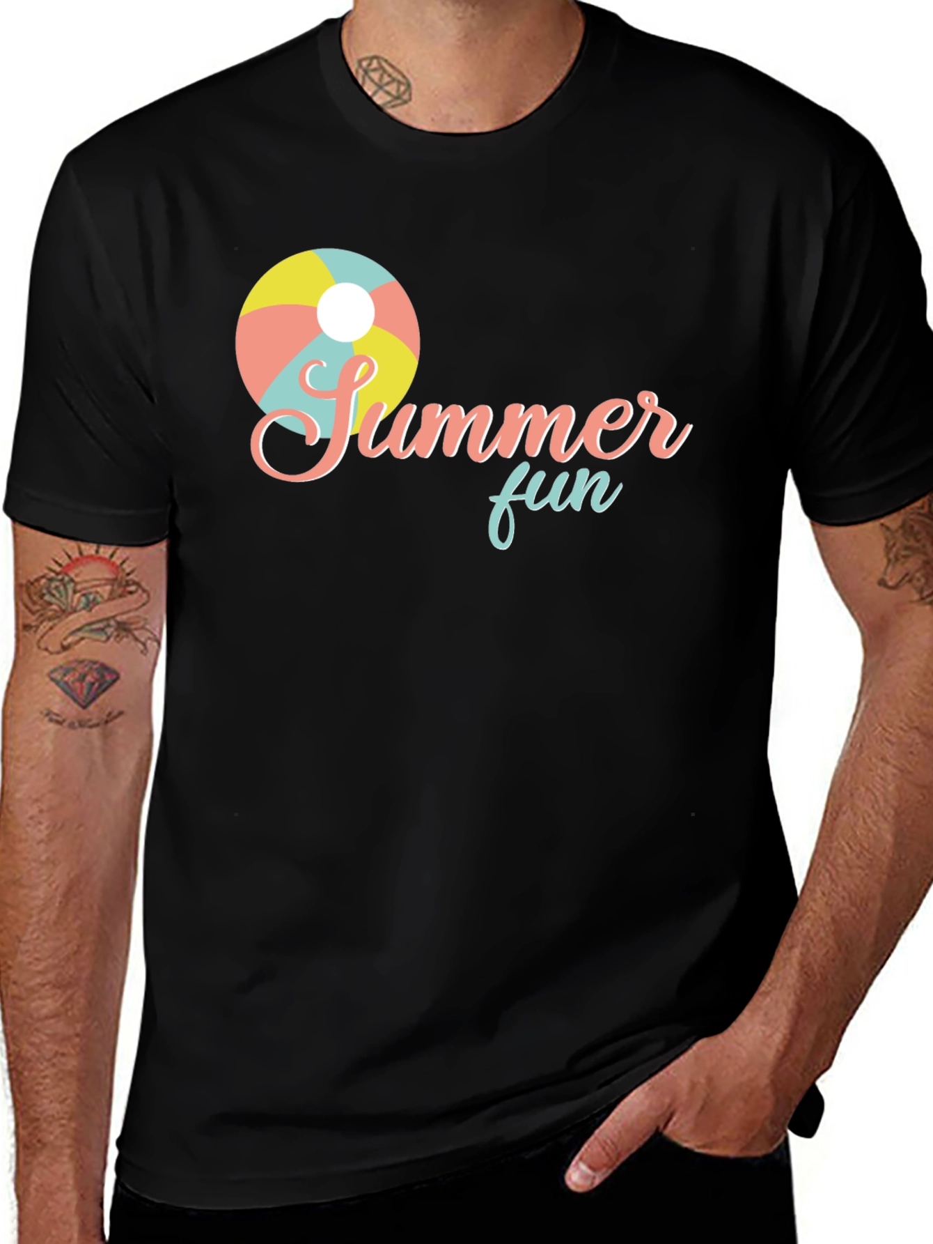 Variant 20 of Summer Fun T-Shirt - Beach Ball Design